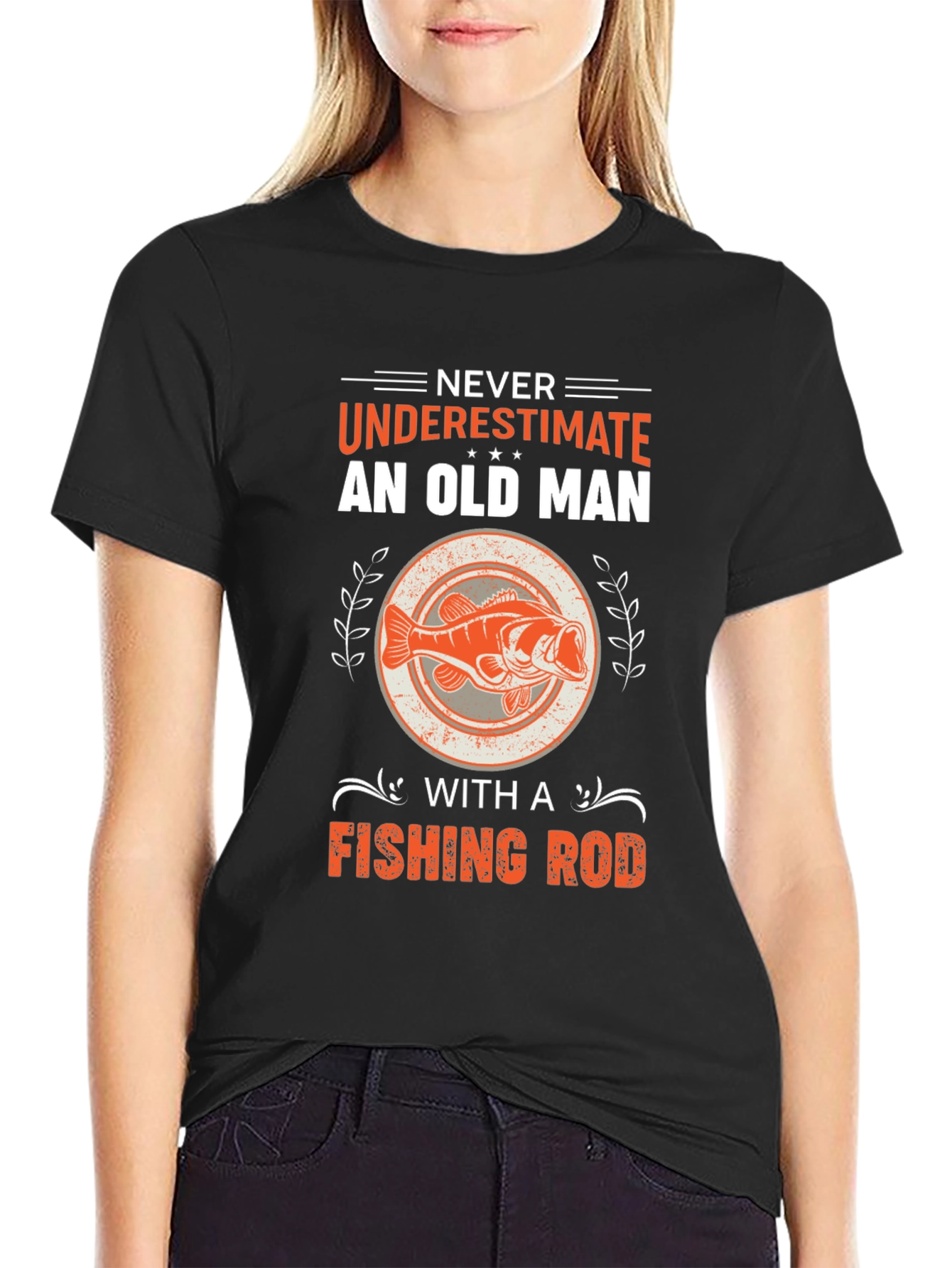 Never Underestimate Old Man Fishing Rod T-Shirt