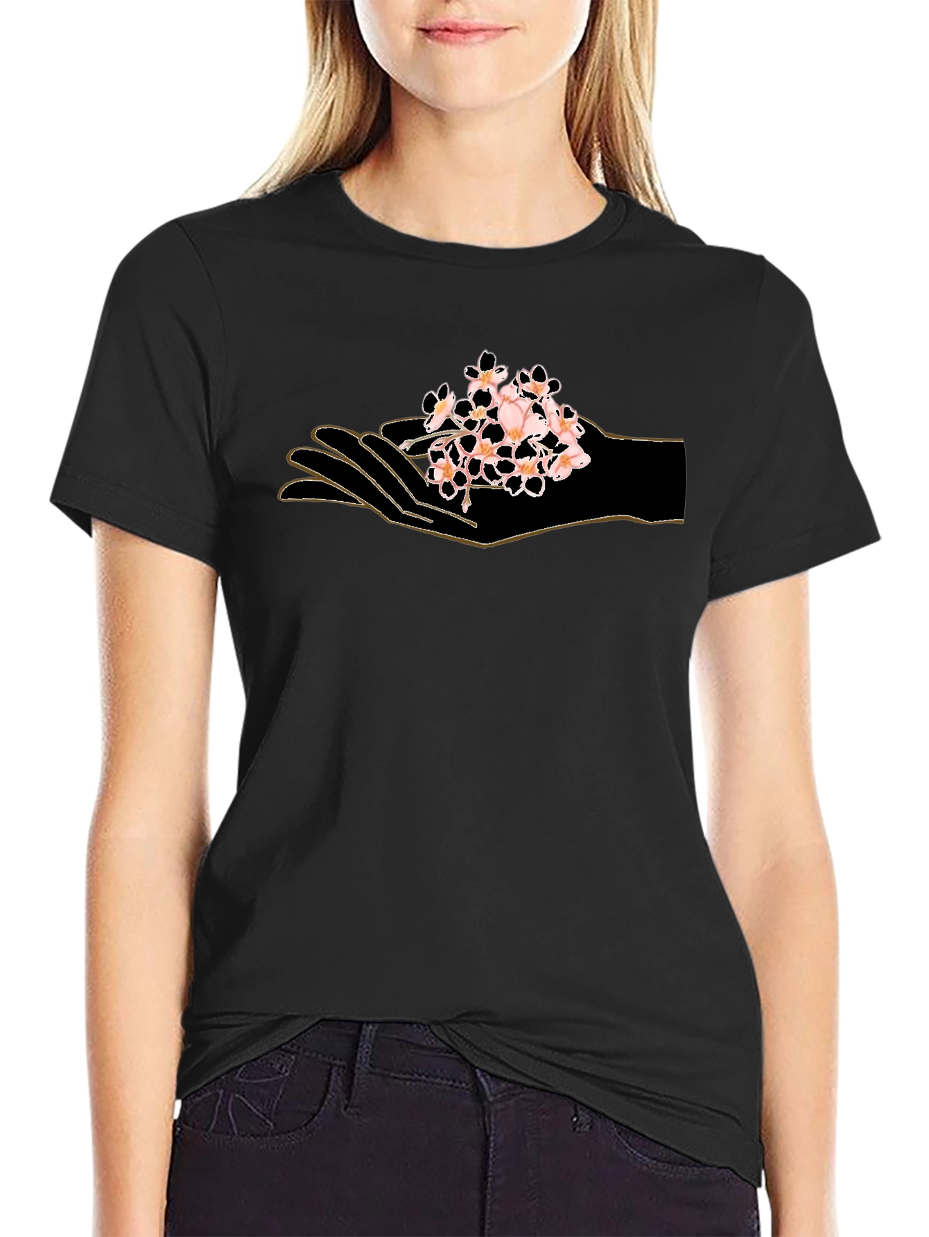 Hand Holding Flowers Graphic T-Shirt