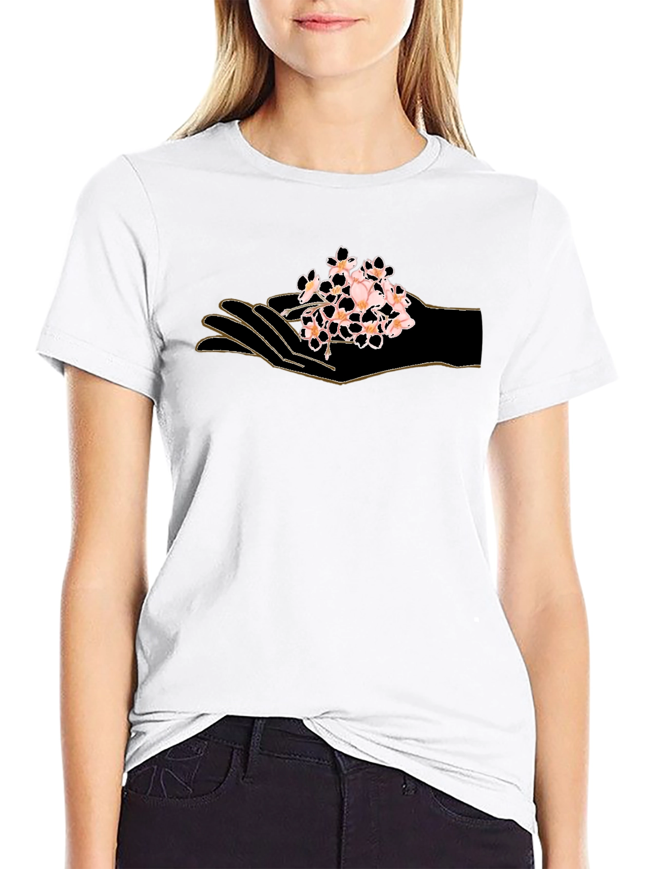Hand Holding Flowers Graphic T-Shirt