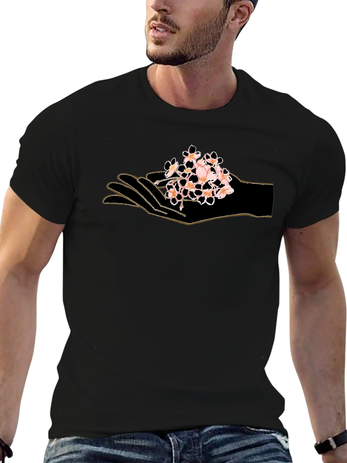 Hand Holding Flowers Graphic T-Shirt