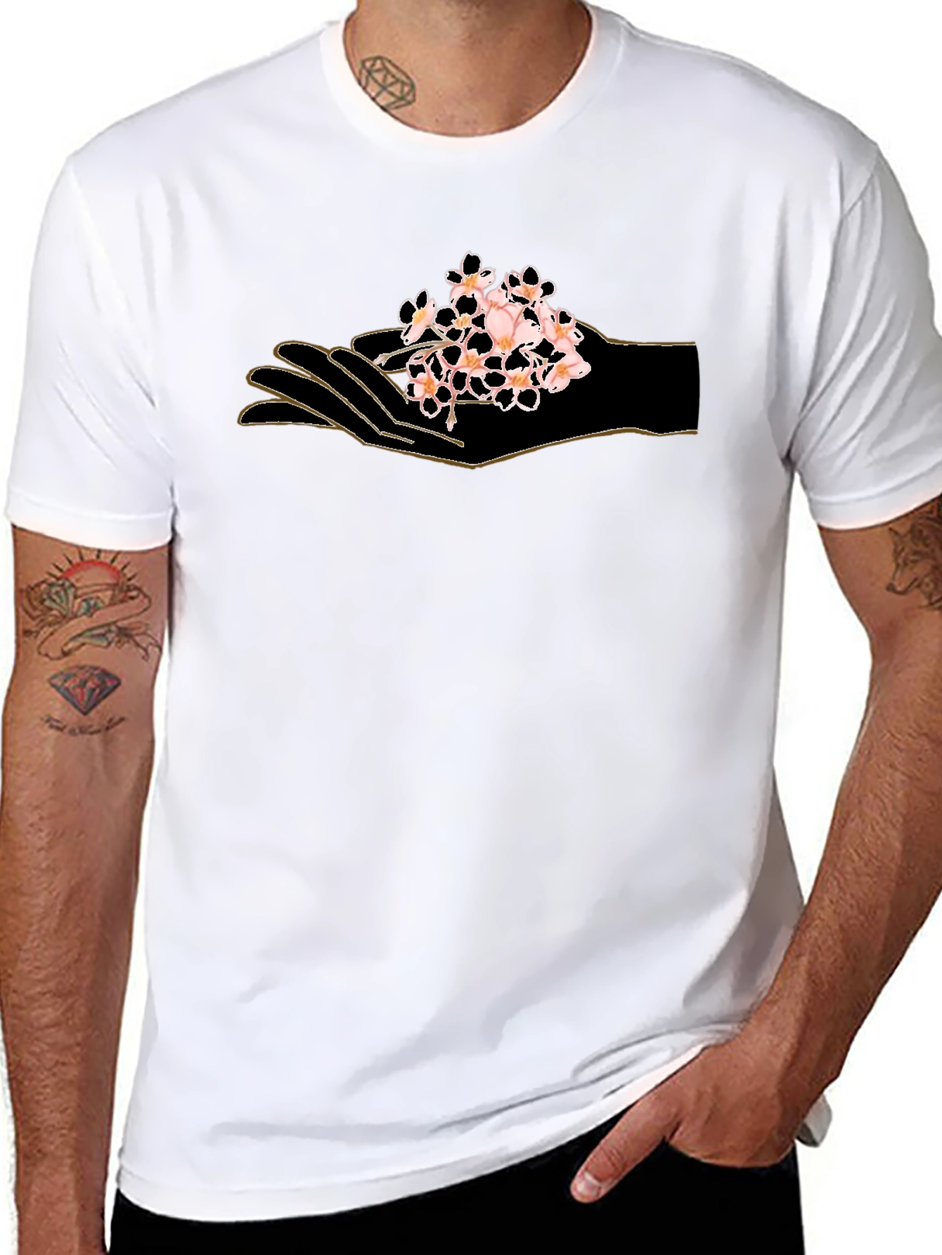 Hand Holding Flowers Graphic T-Shirt