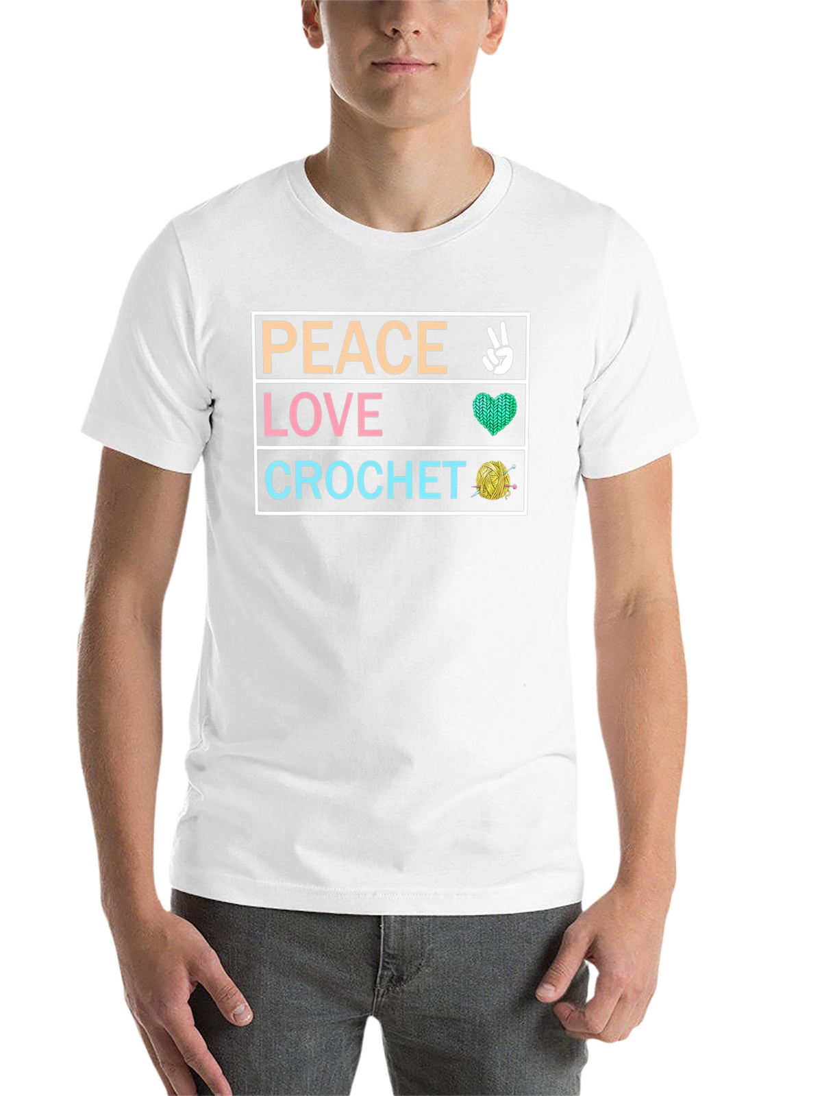 Peace Love Crochet T-Shirt - Hobbyist Crafting Tee