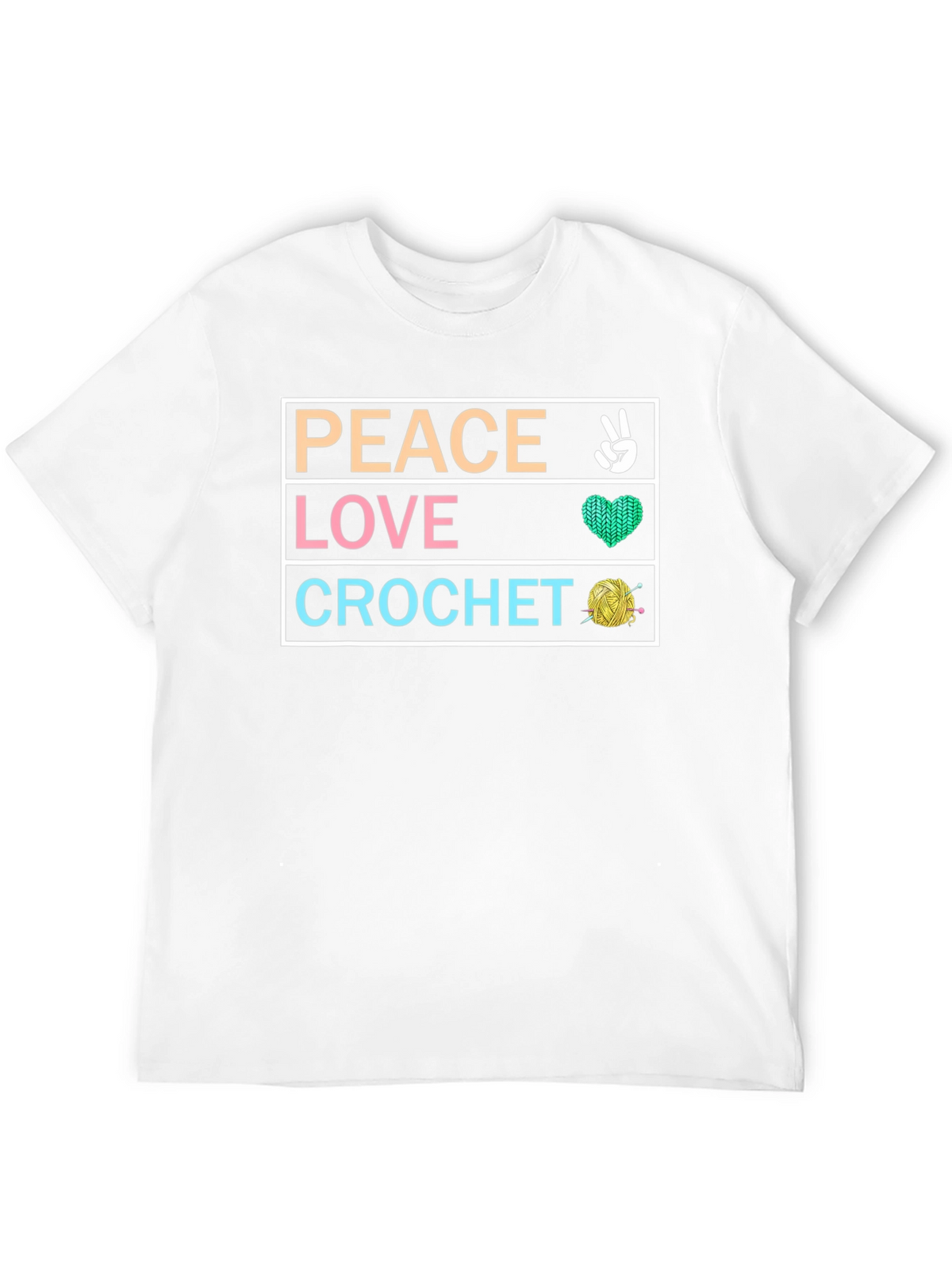 Peace Love Crochet T-Shirt - Hobbyist Crafting Tee