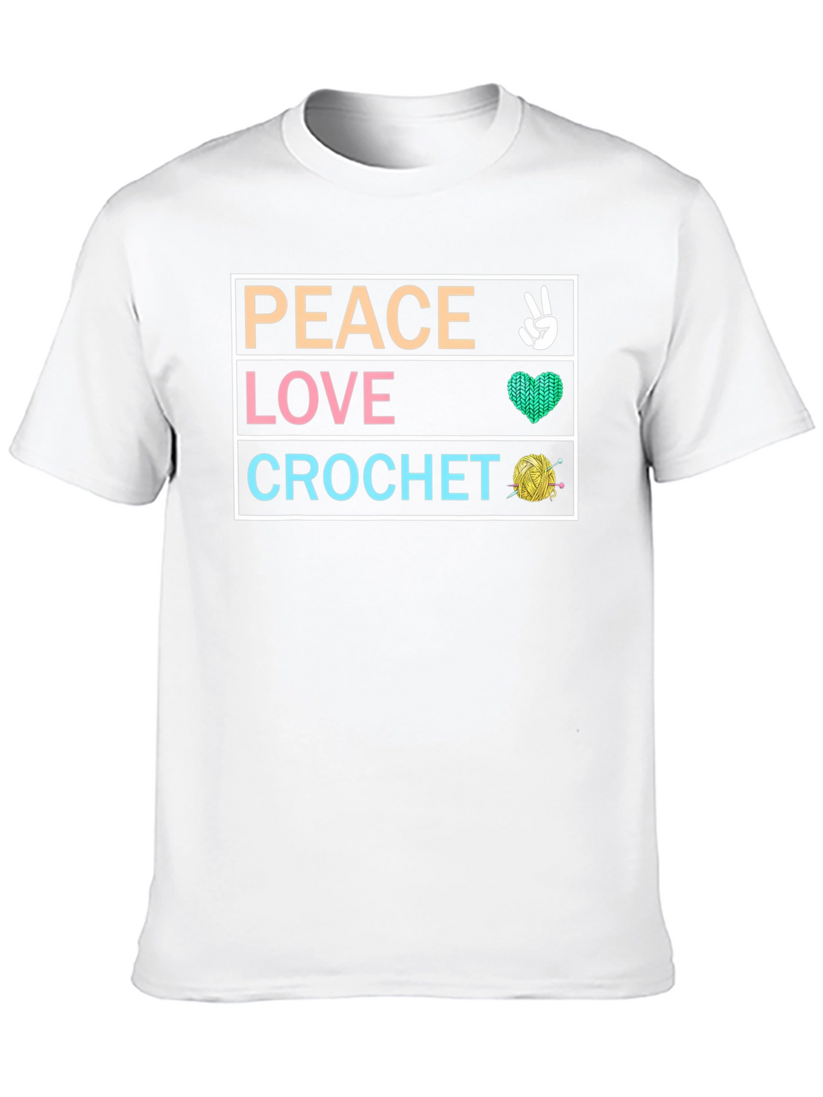 Peace Love Crochet T-Shirt - Hobbyist Crafting Tee
