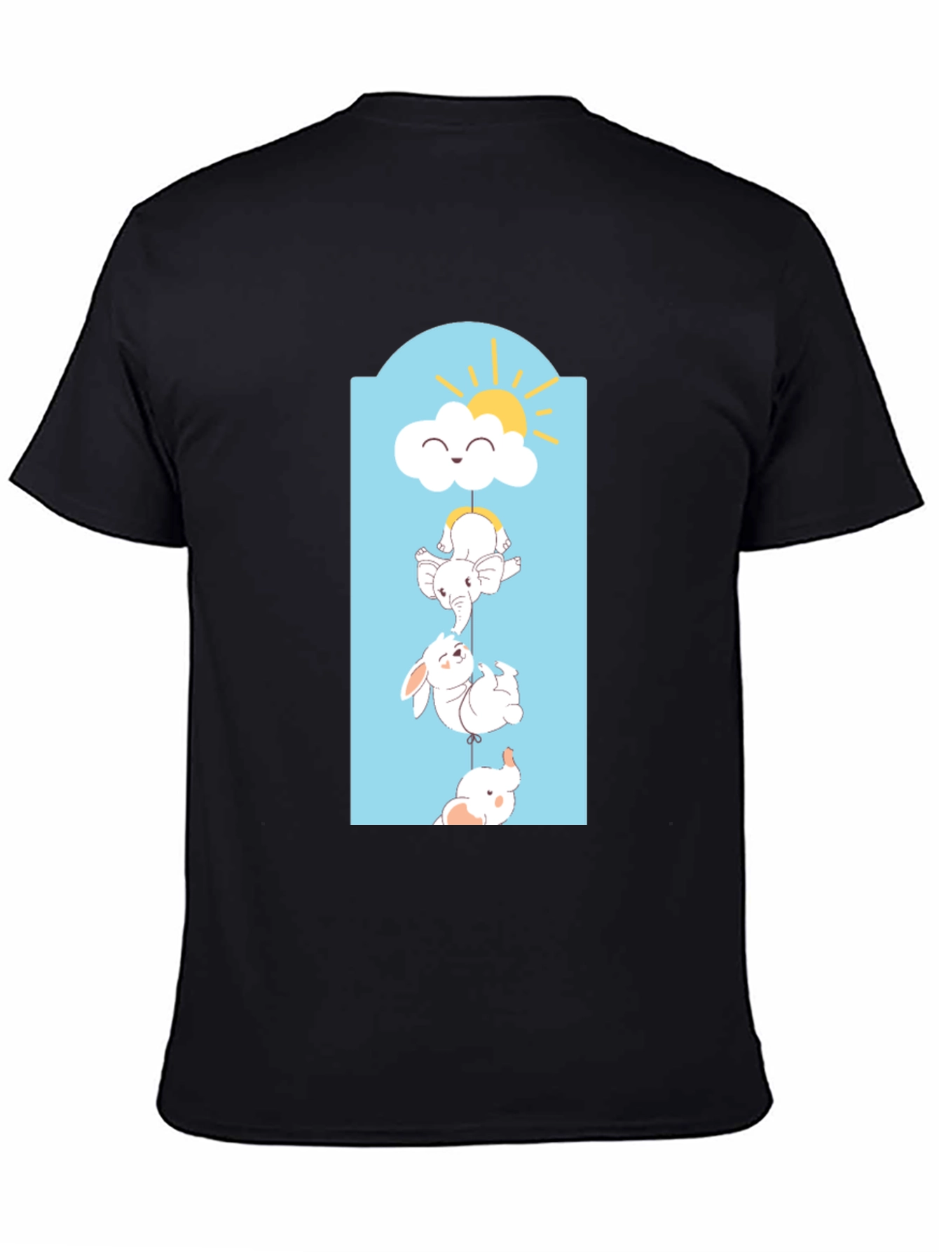 Cute Animal Stack Tee - Black Cotton Comfort
