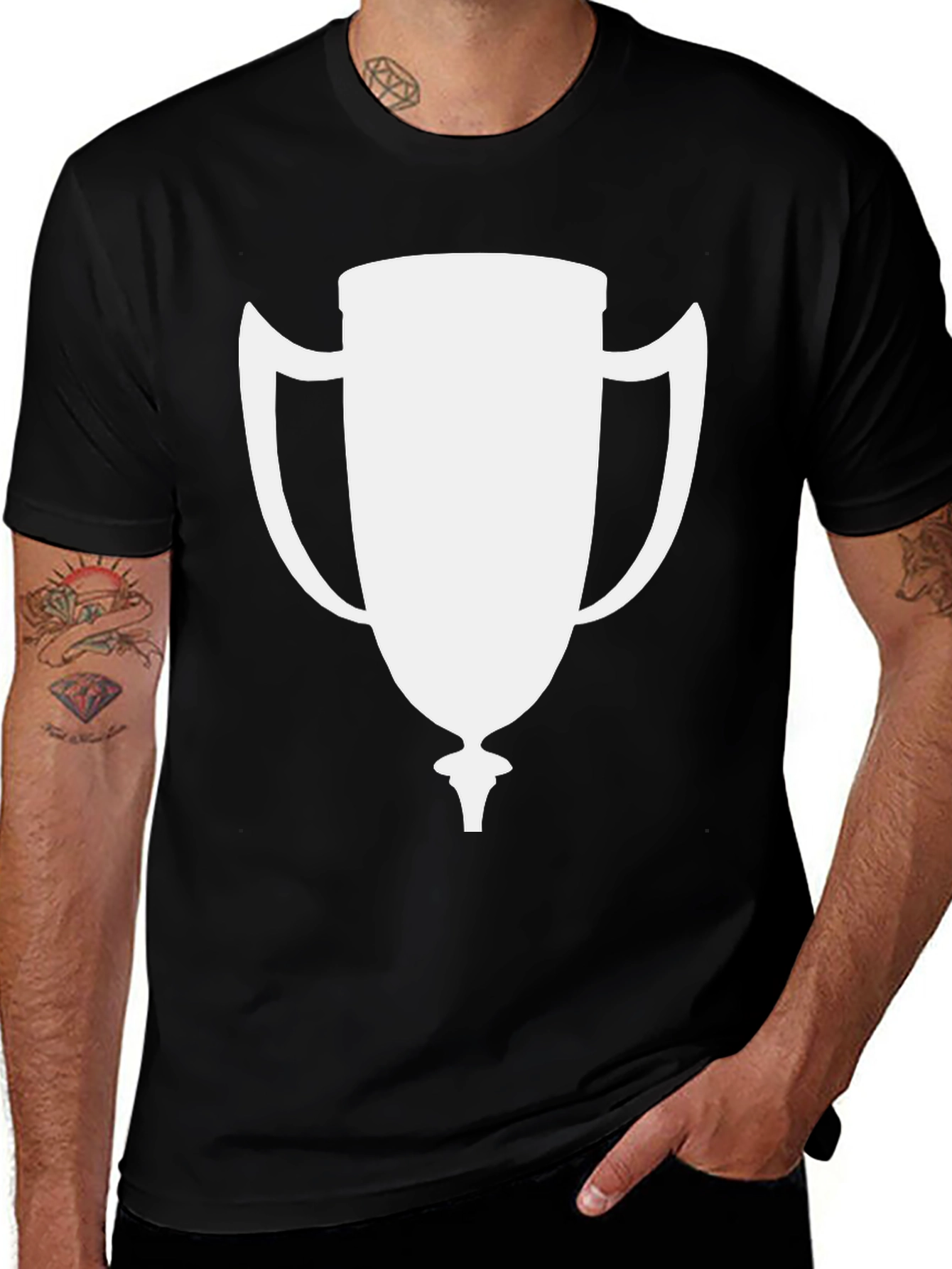 White Trophy Graphic Black T-Shirt
