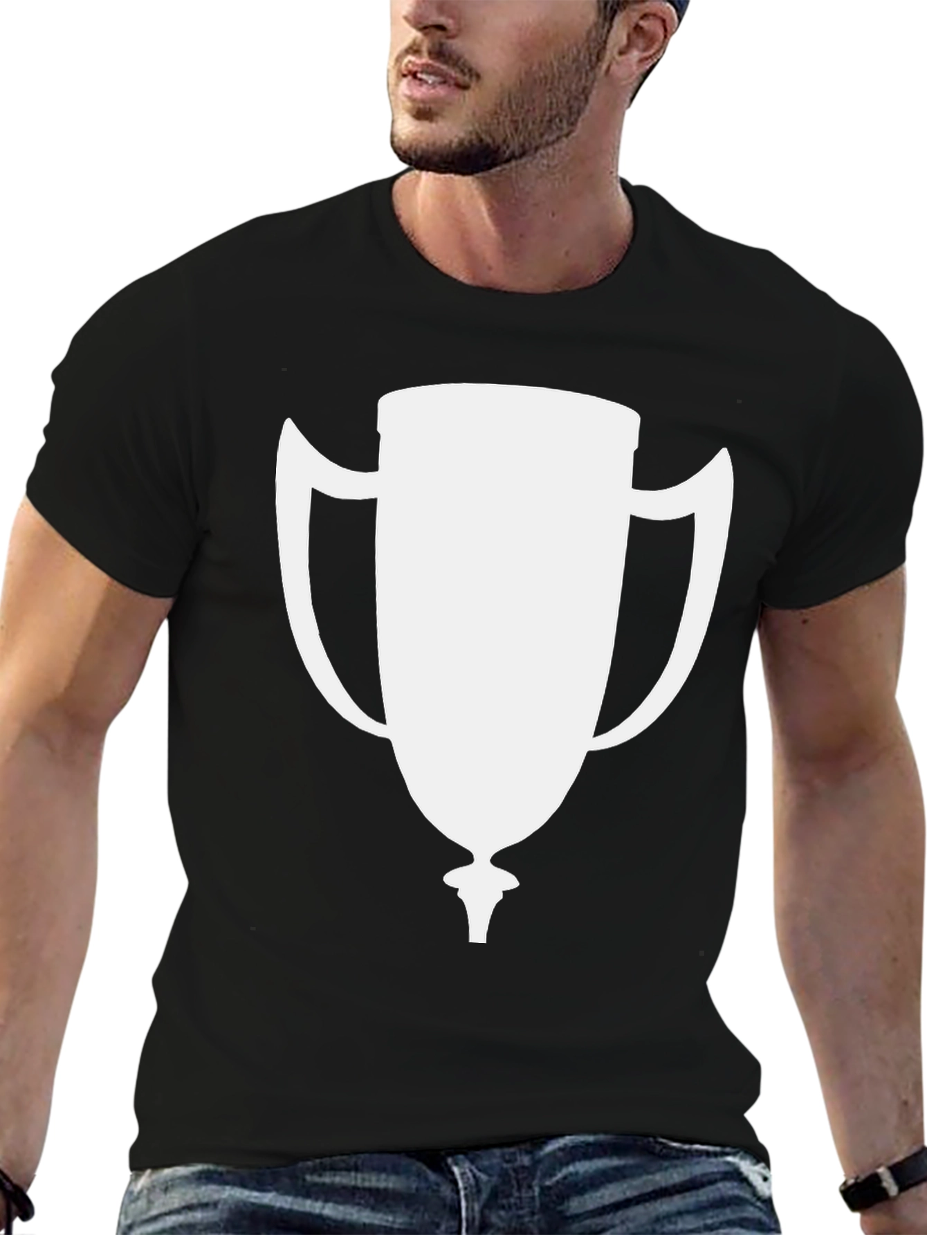 White Trophy Graphic Black T-Shirt