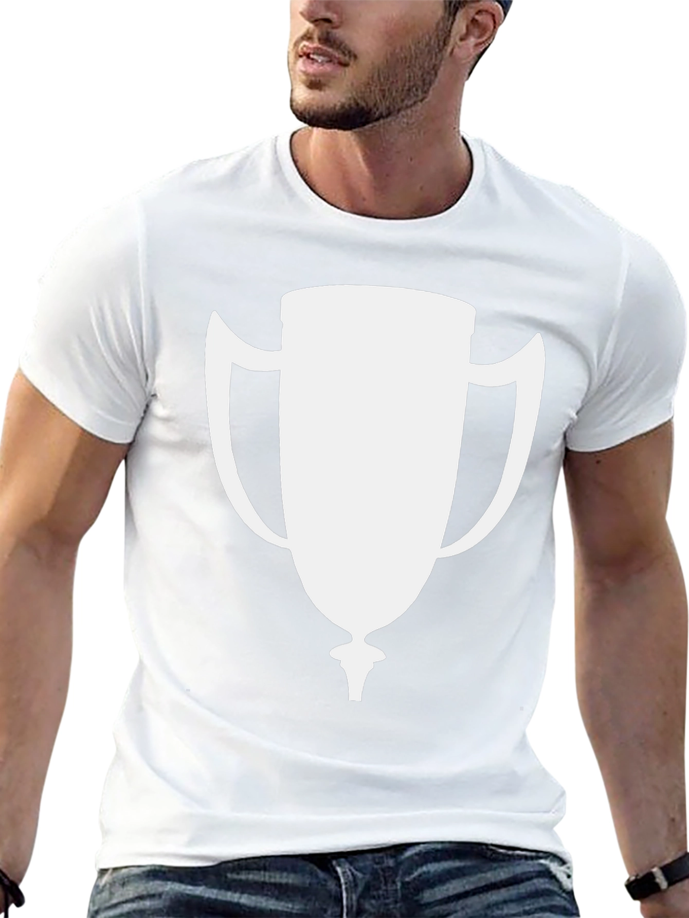 White Trophy Graphic Black T-Shirt