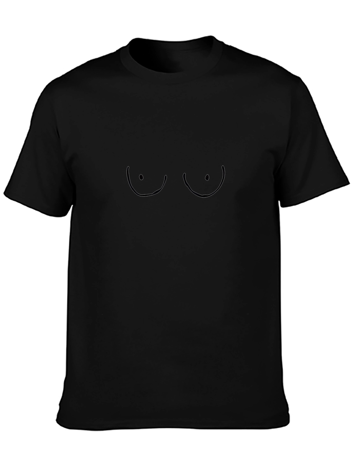 Funny Boob Outline Black T-Shirt