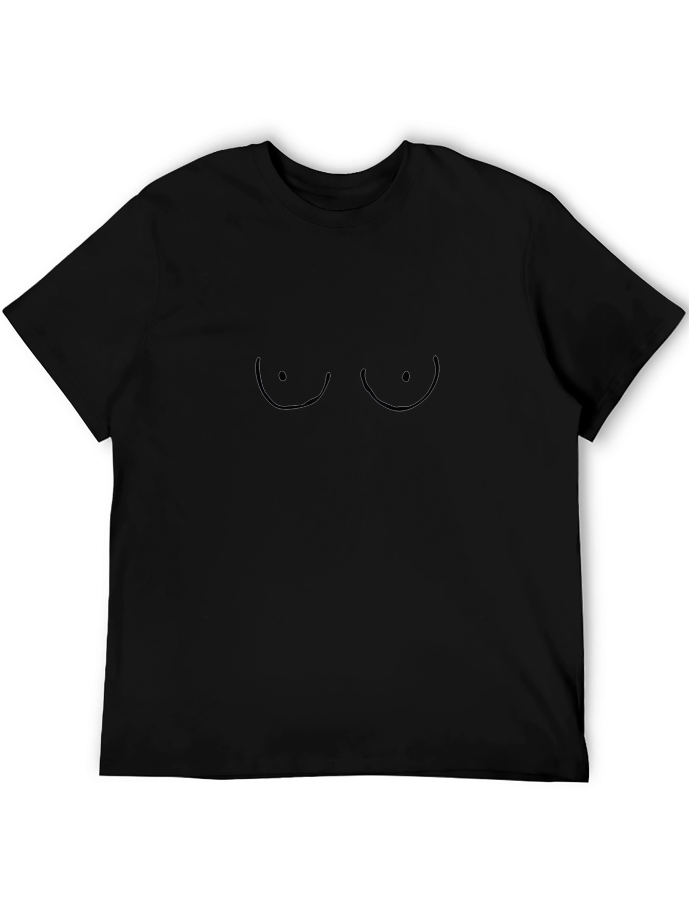 Funny Boob Outline Black T-Shirt