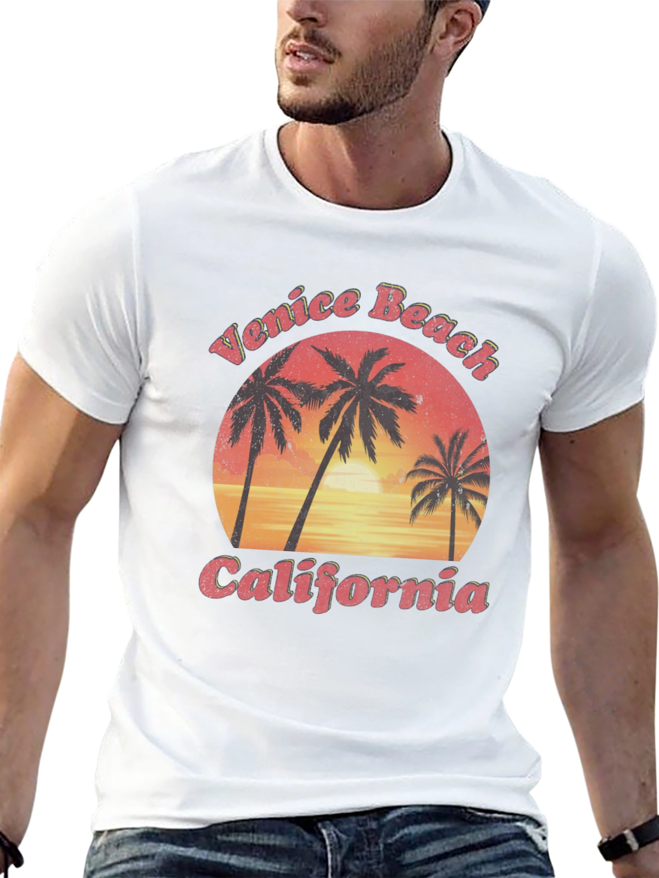 Venice Beach California Palm Tree Sunset T-Shirt