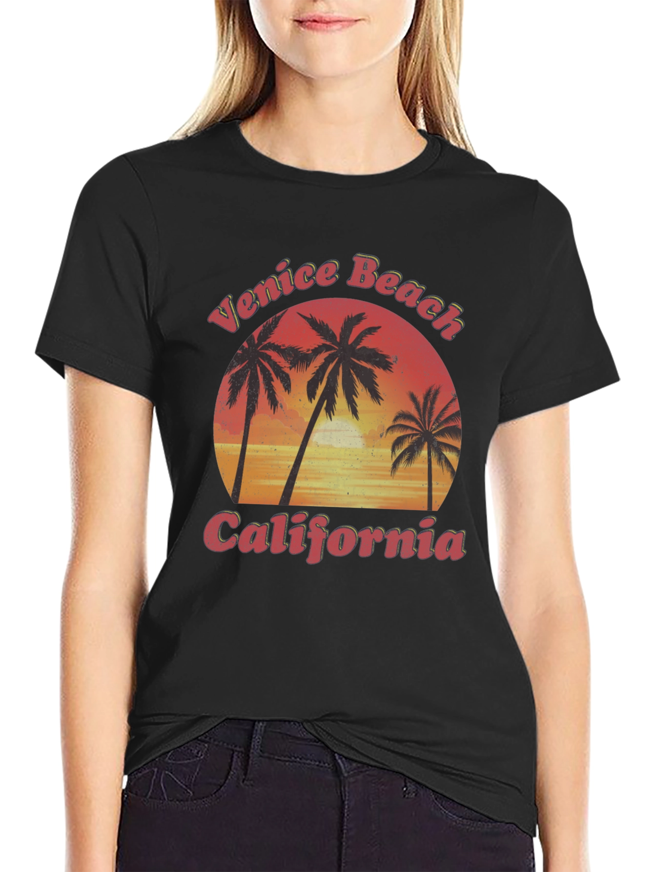 Venice Beach California Palm Tree Sunset T-Shirt