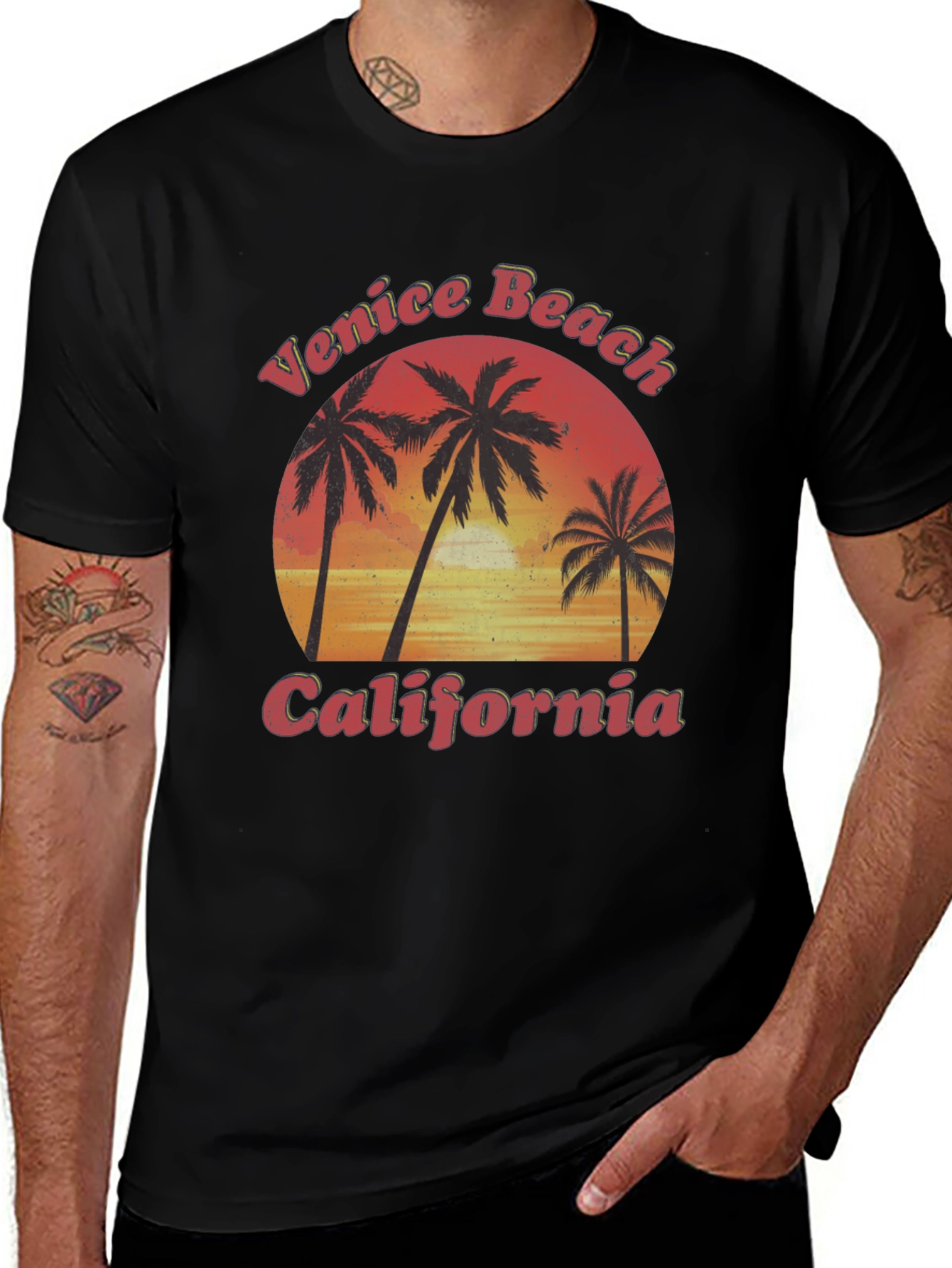 Venice Beach California Palm Tree Sunset T-Shirt