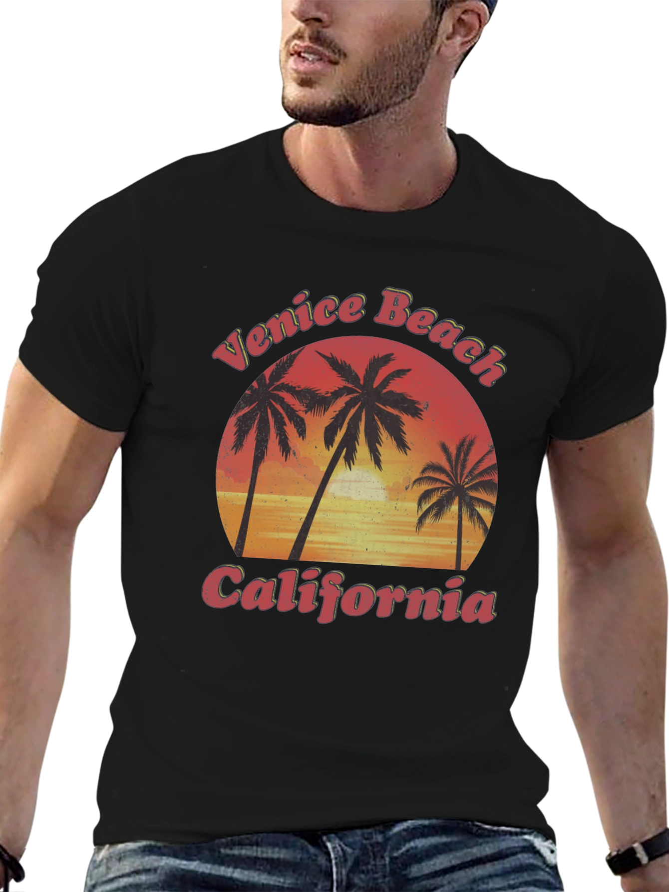 Venice Beach California Palm Tree Sunset T-Shirt