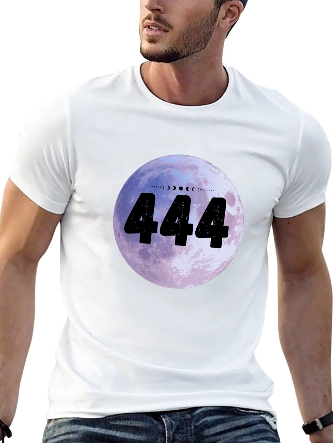 444 Moon Phase Graphic Tee - Angel Number Shirt