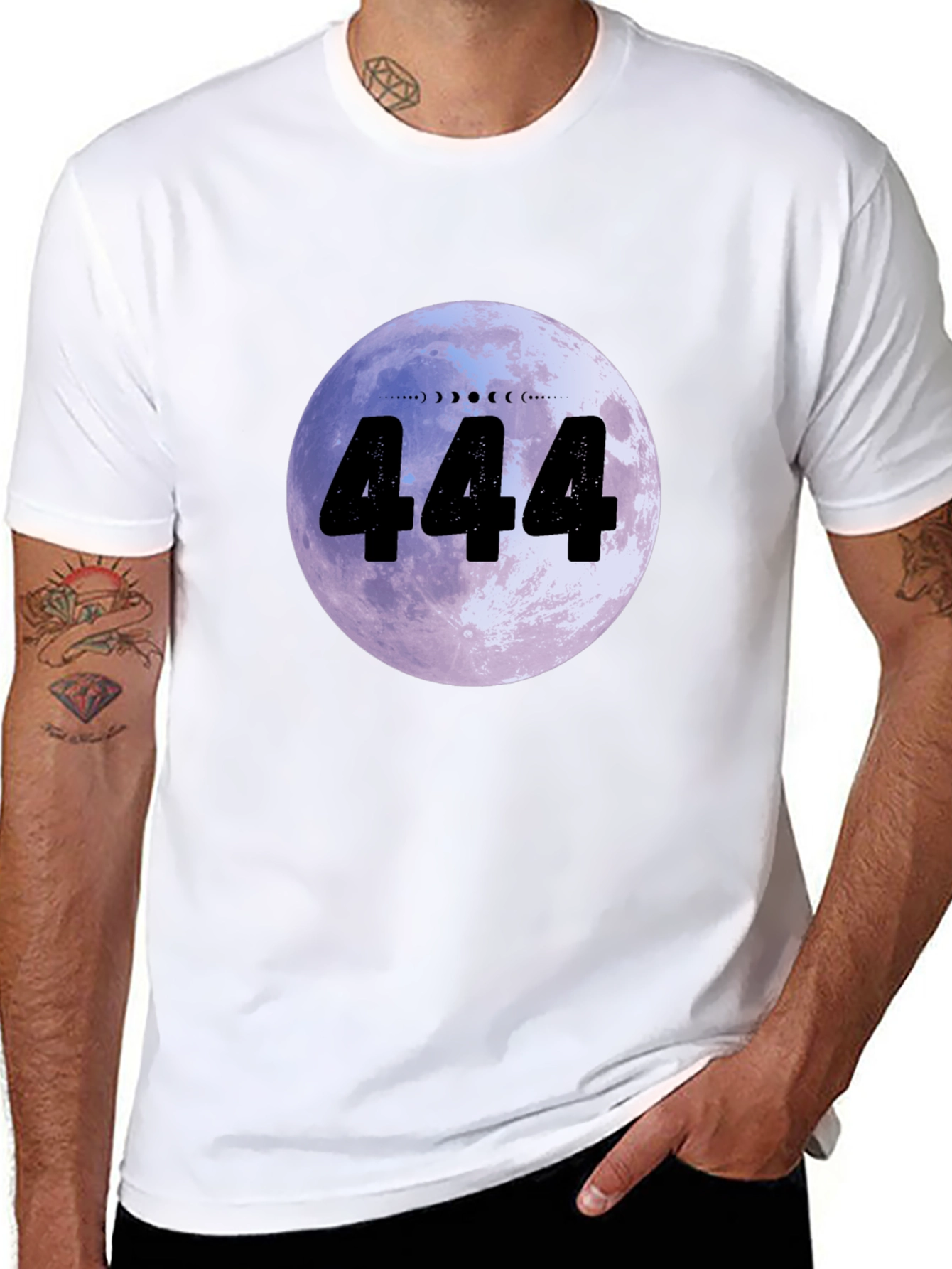 444 Moon Phase Graphic Tee - Angel Number Shirt