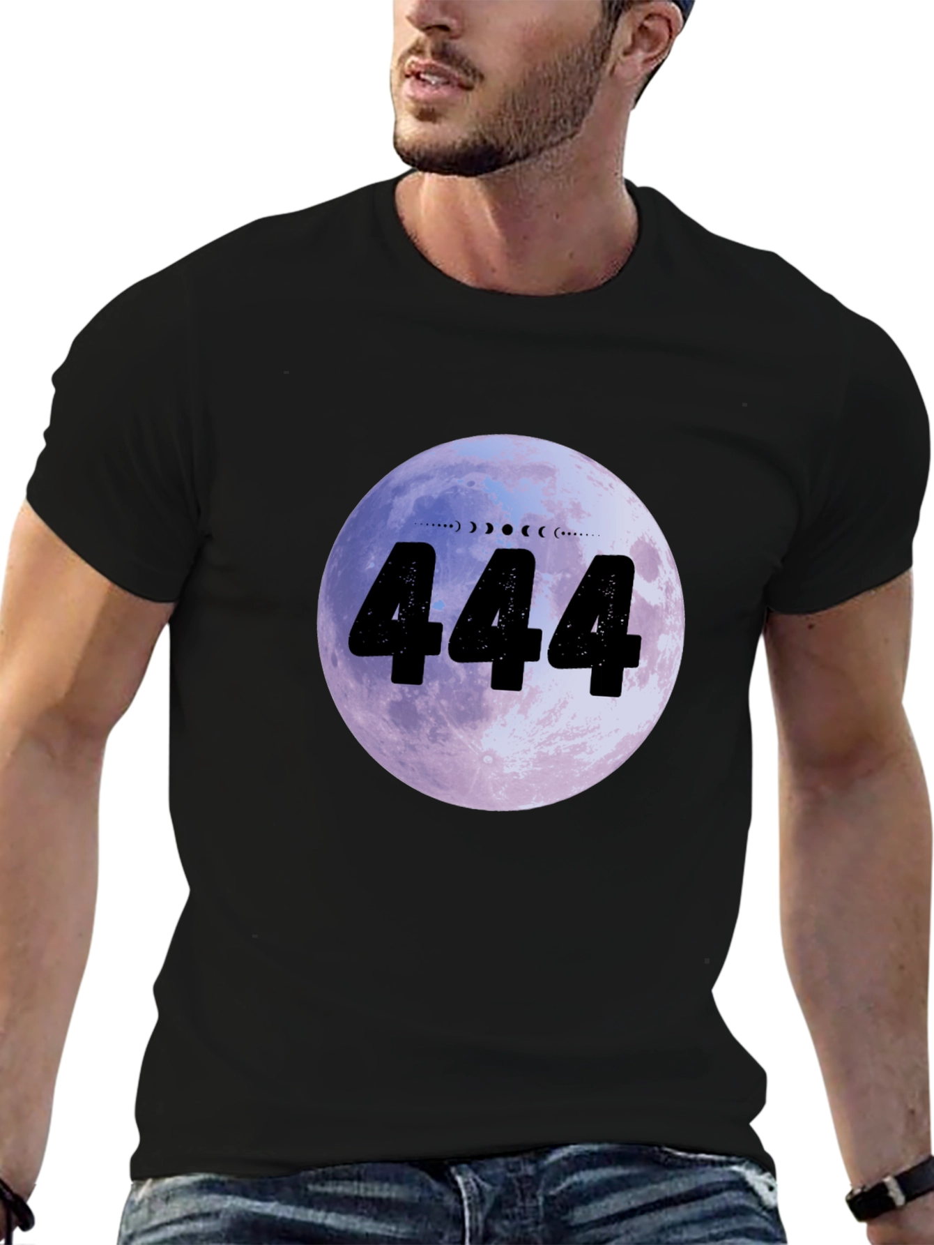 444 Moon Phase Graphic Tee - Angel Number Shirt