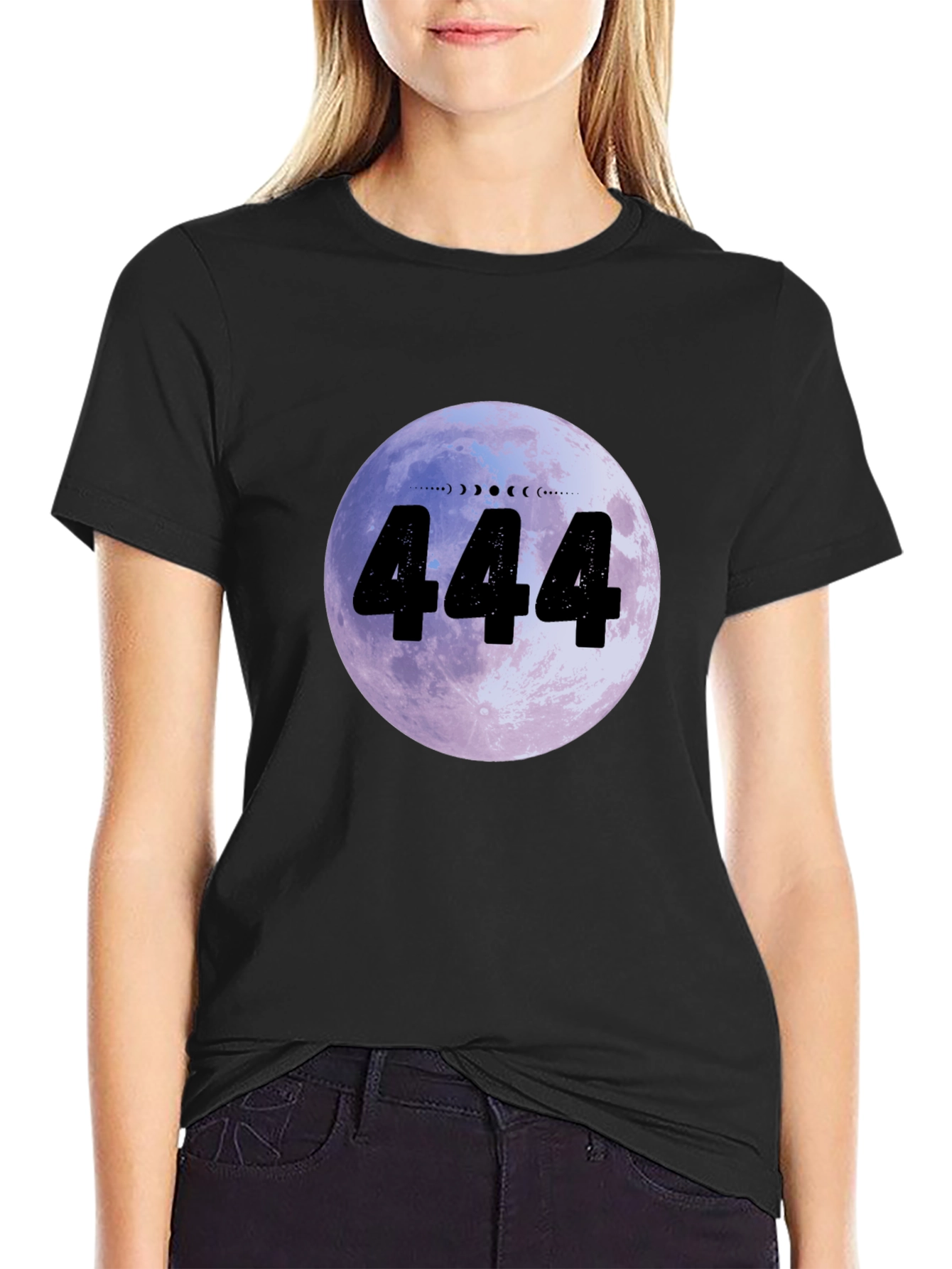 444 Moon Phase Graphic Tee - Angel Number Shirt