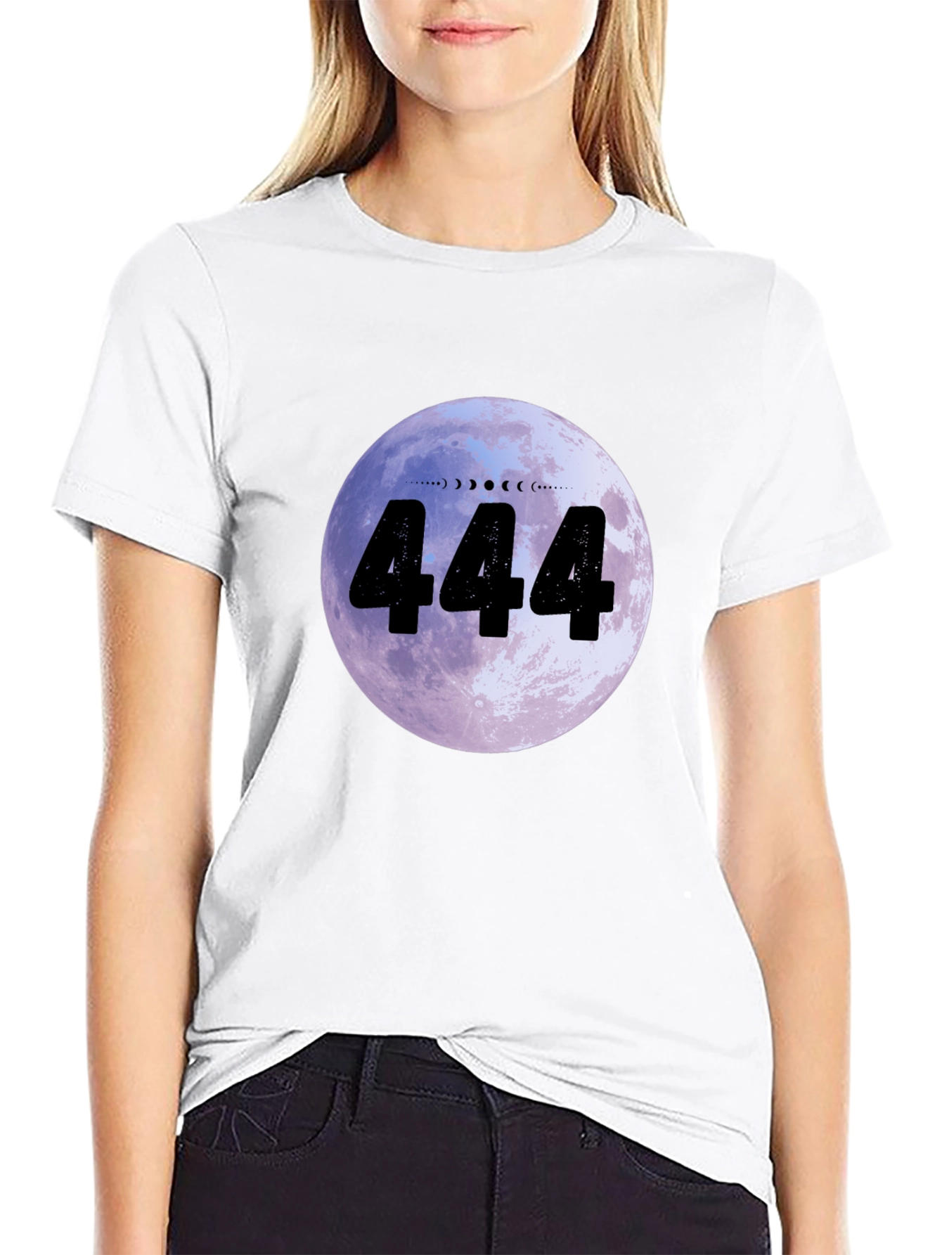 444 Moon Phase Graphic Tee - Angel Number Shirt