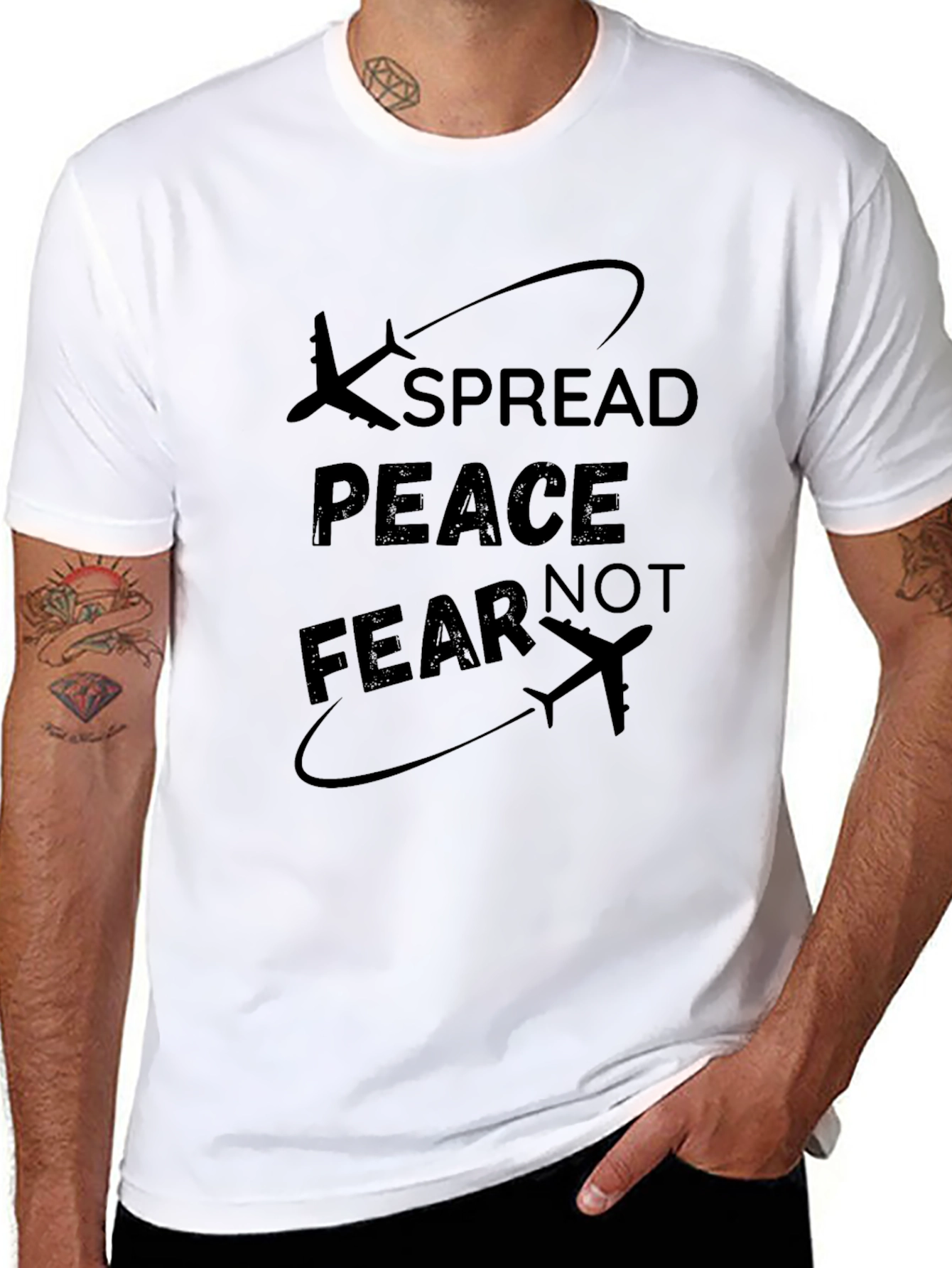 Spread Peace T-Shirt - Airplane Design
