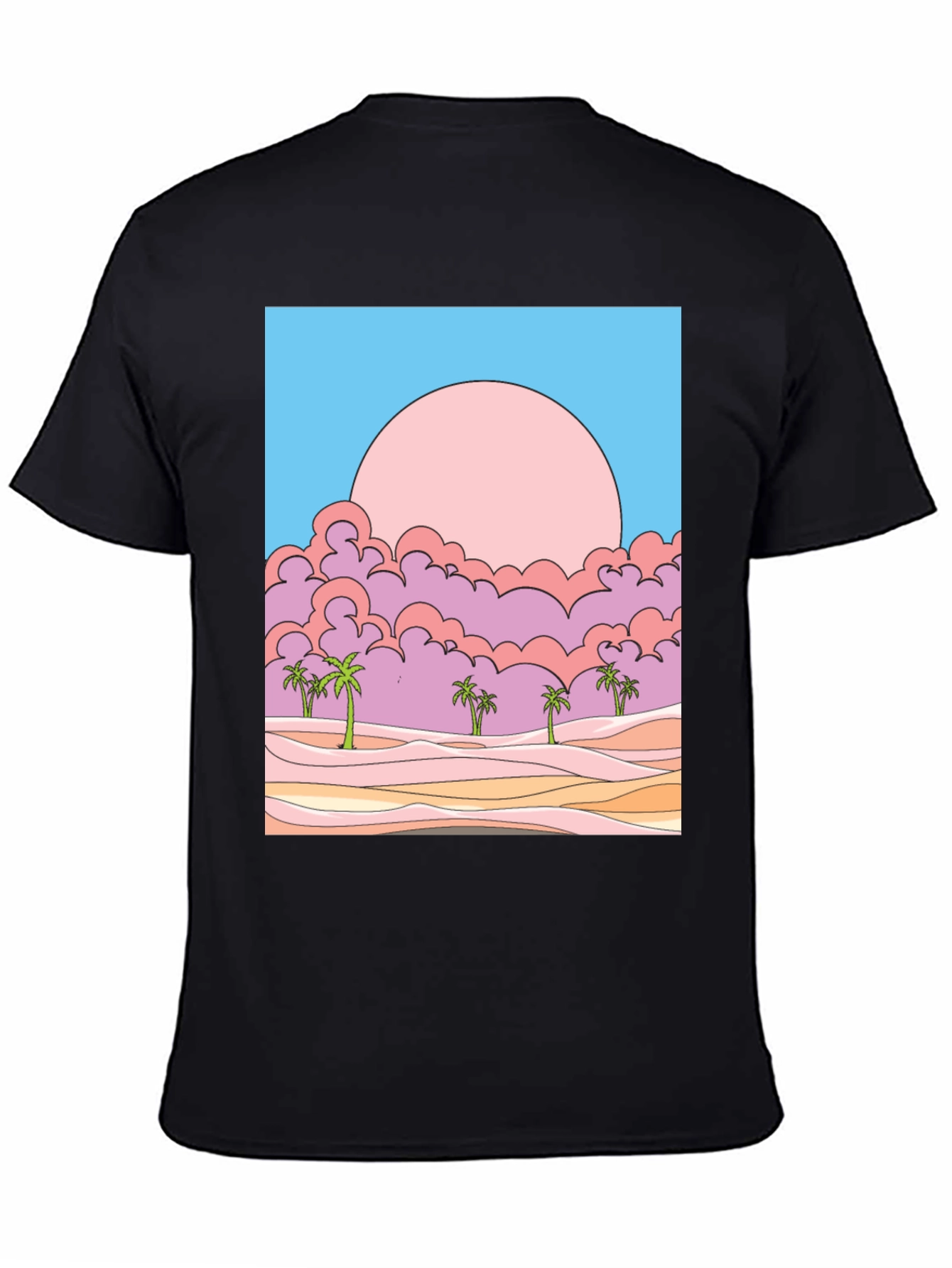 Sunset Palms Graphic Tee - Retro Style