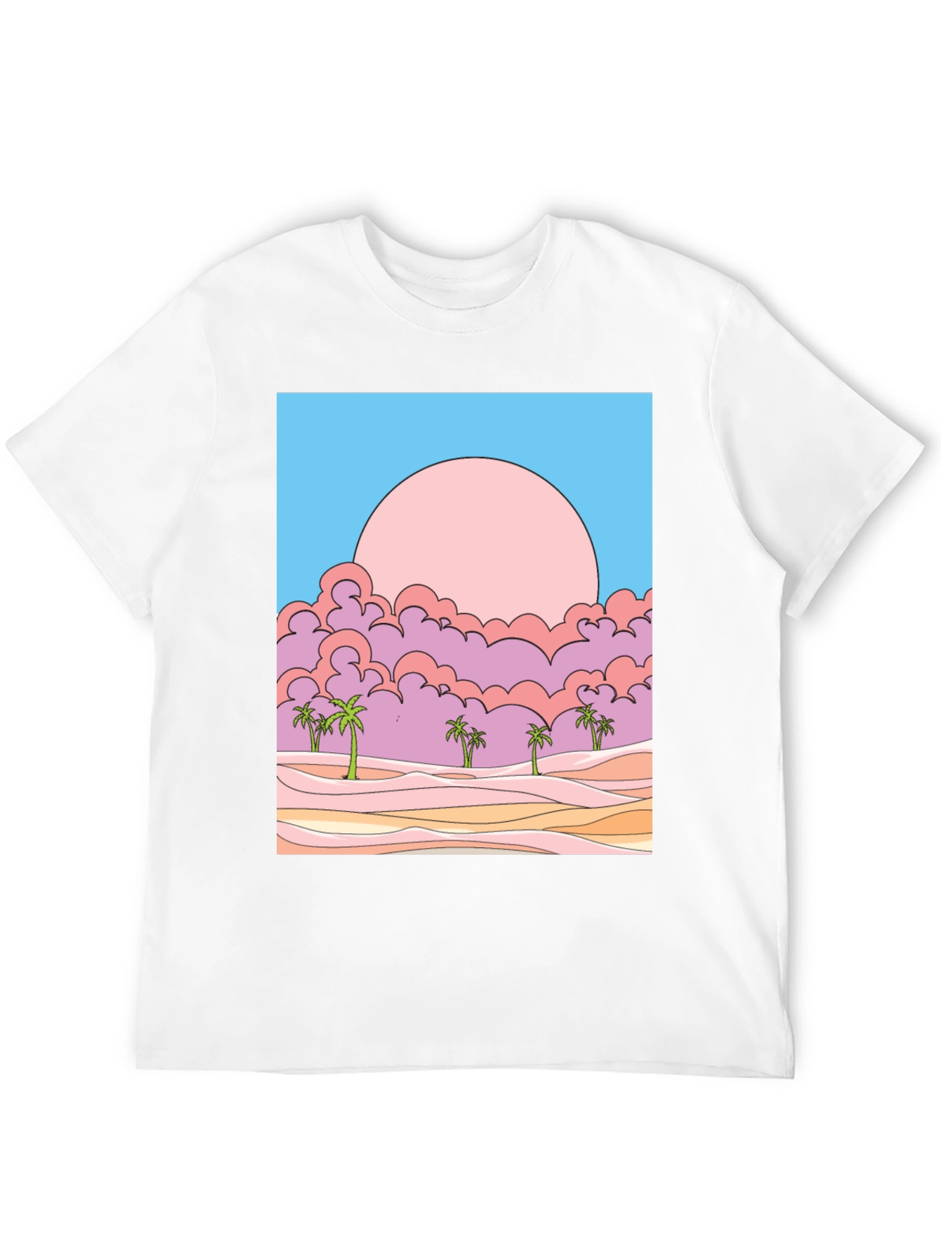 Sunset Palms Graphic Tee - Retro Style