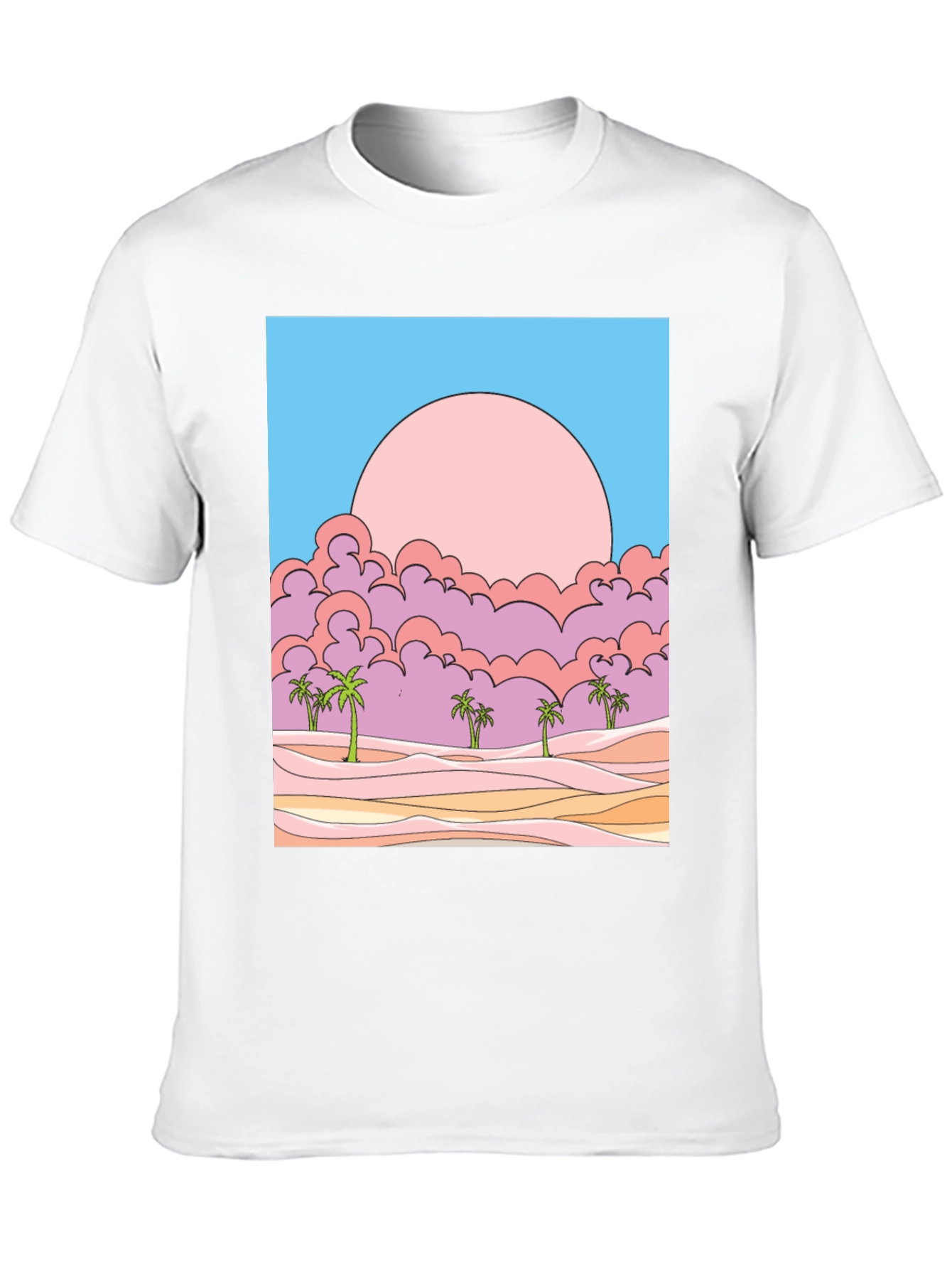 Sunset Palms Graphic Tee - Retro Style