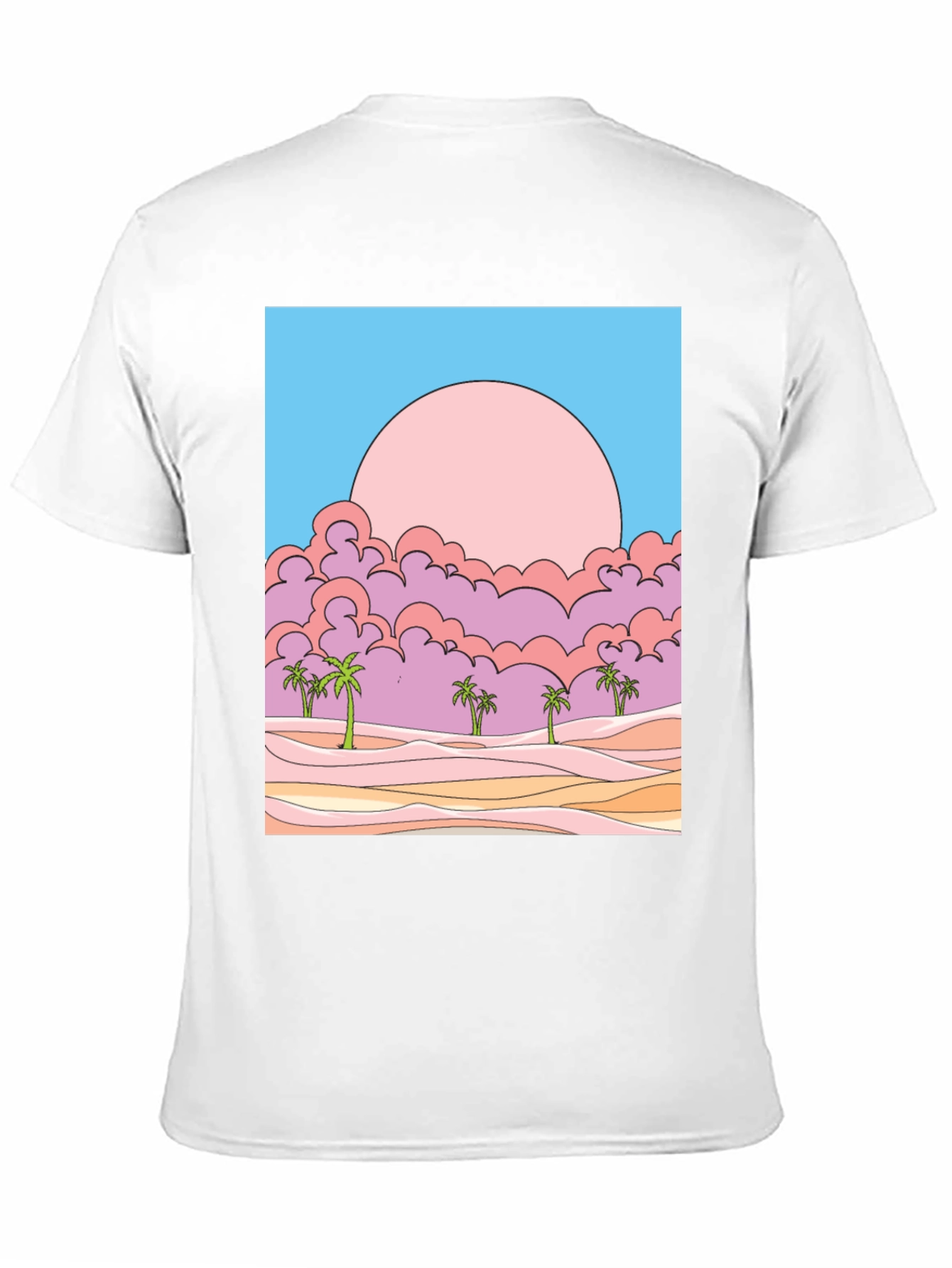 Sunset Palms Graphic Tee - Retro Style
