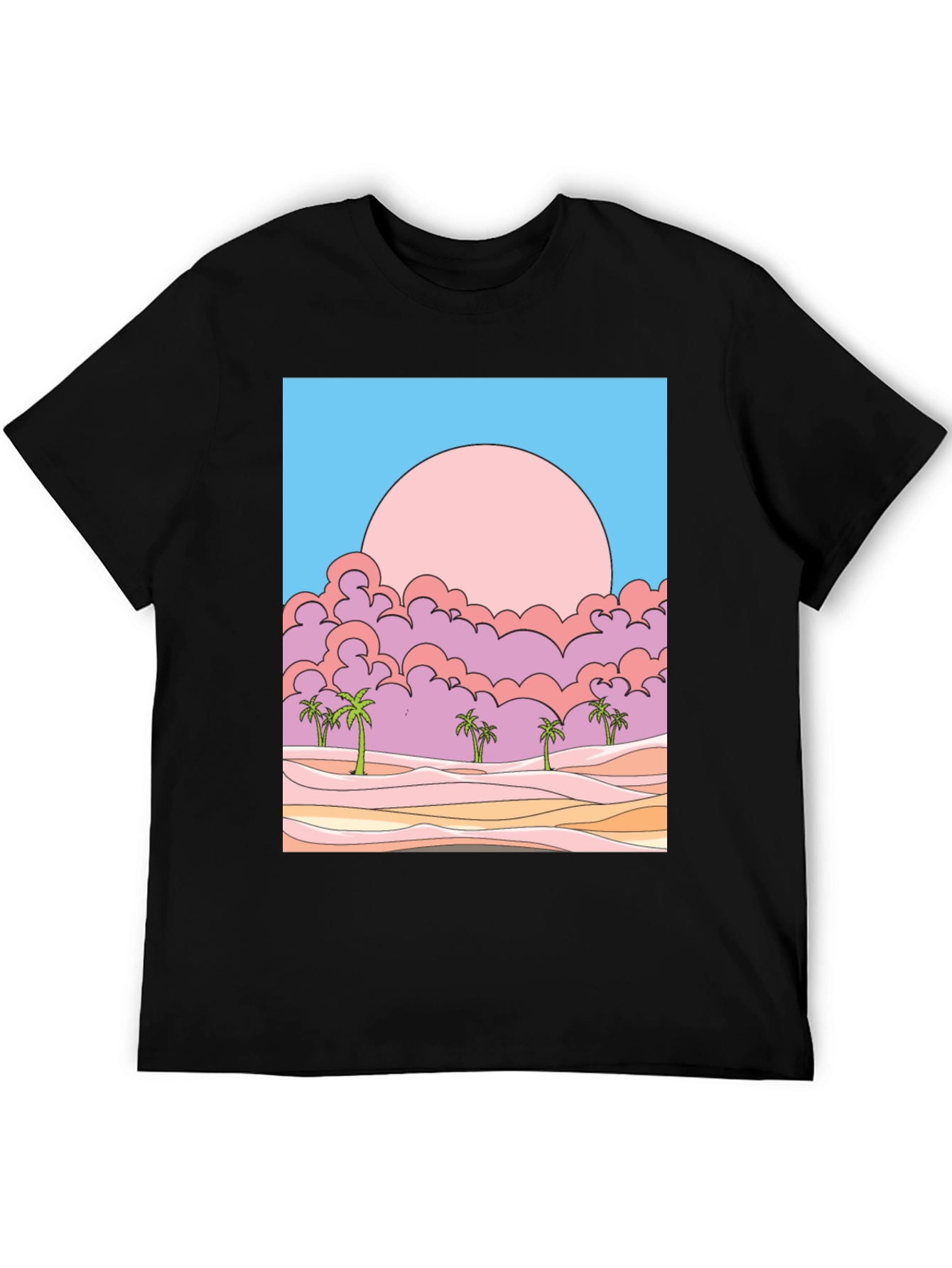 Sunset Palms Graphic Tee - Retro Style