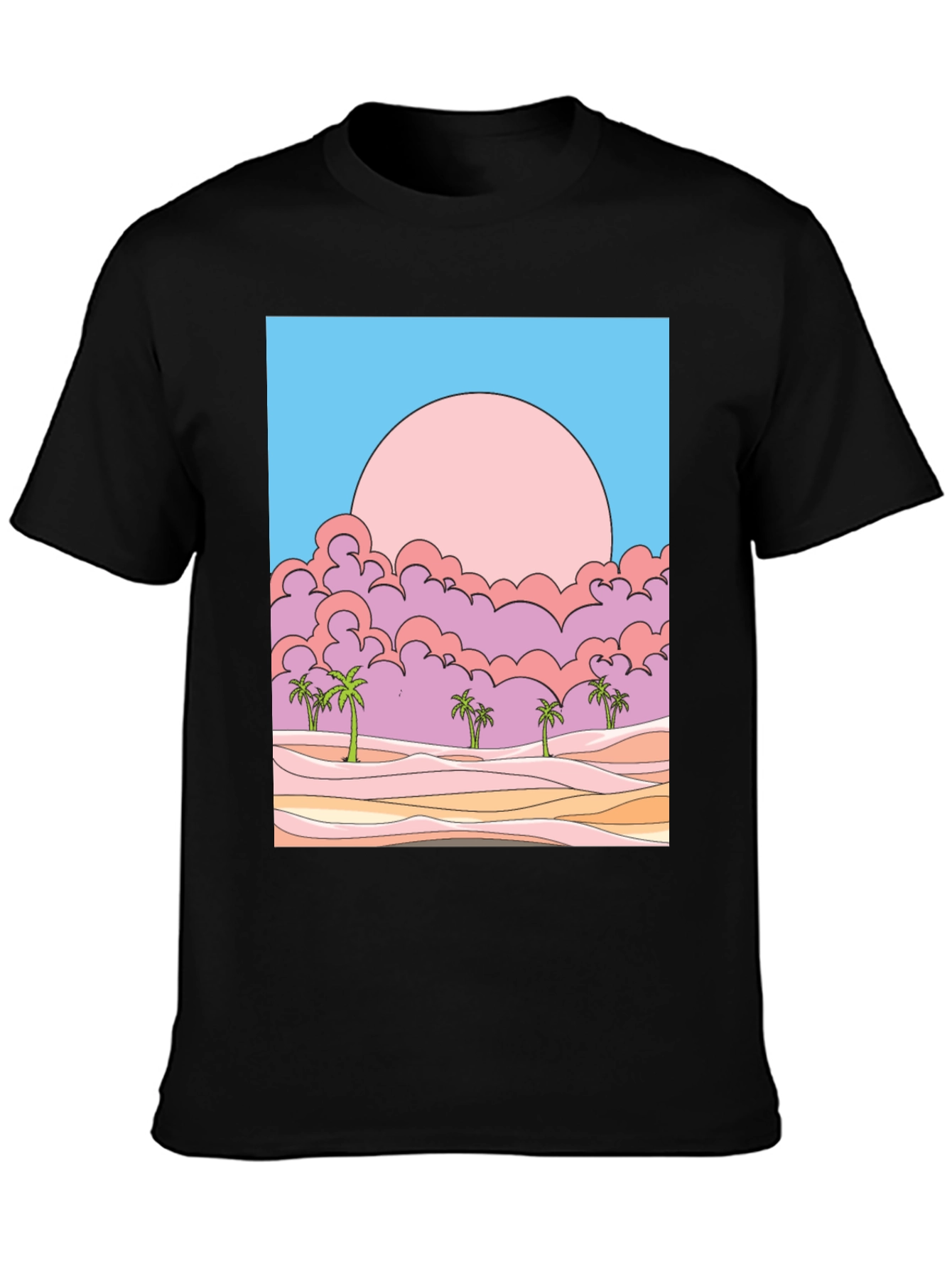 Sunset Palms Graphic Tee - Retro Style