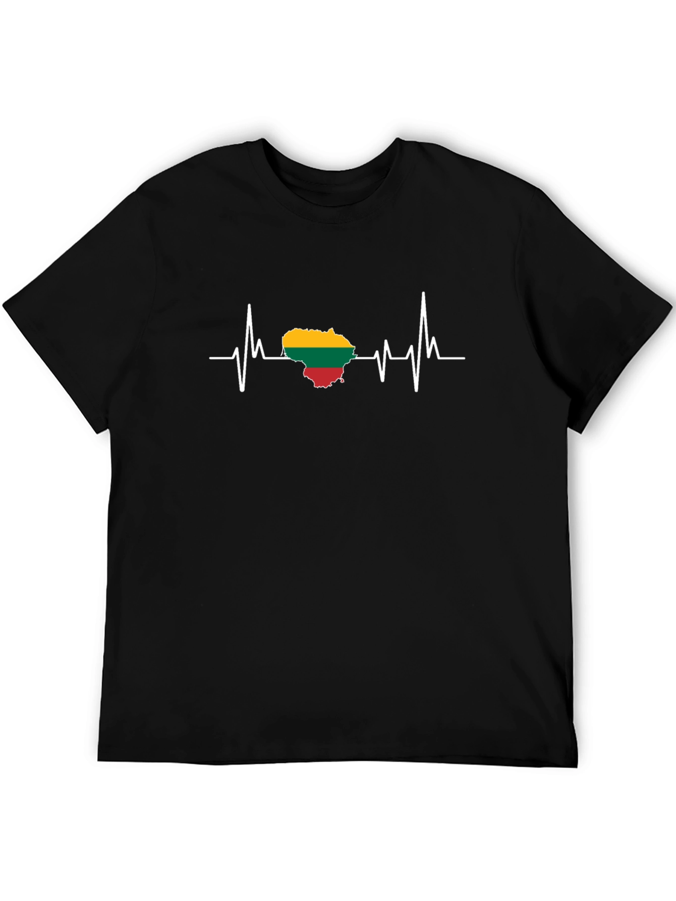 Lithuania Heartbeat T-Shirt - Black