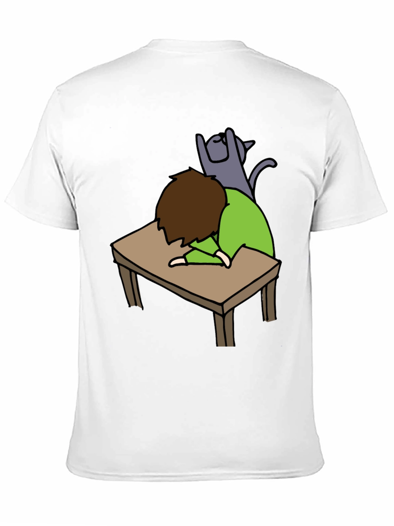 Mans Black T-shirt - Sleeper with Cat Graphic