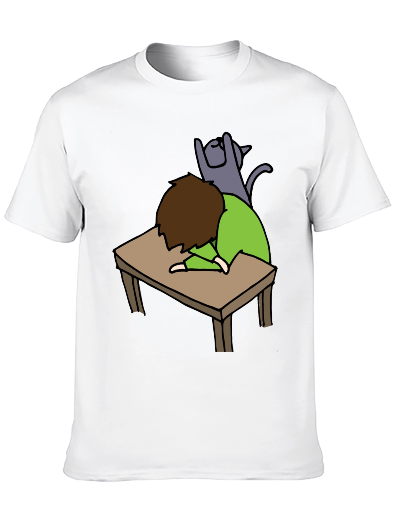 Mans Black T-shirt - Sleeper with Cat Graphic