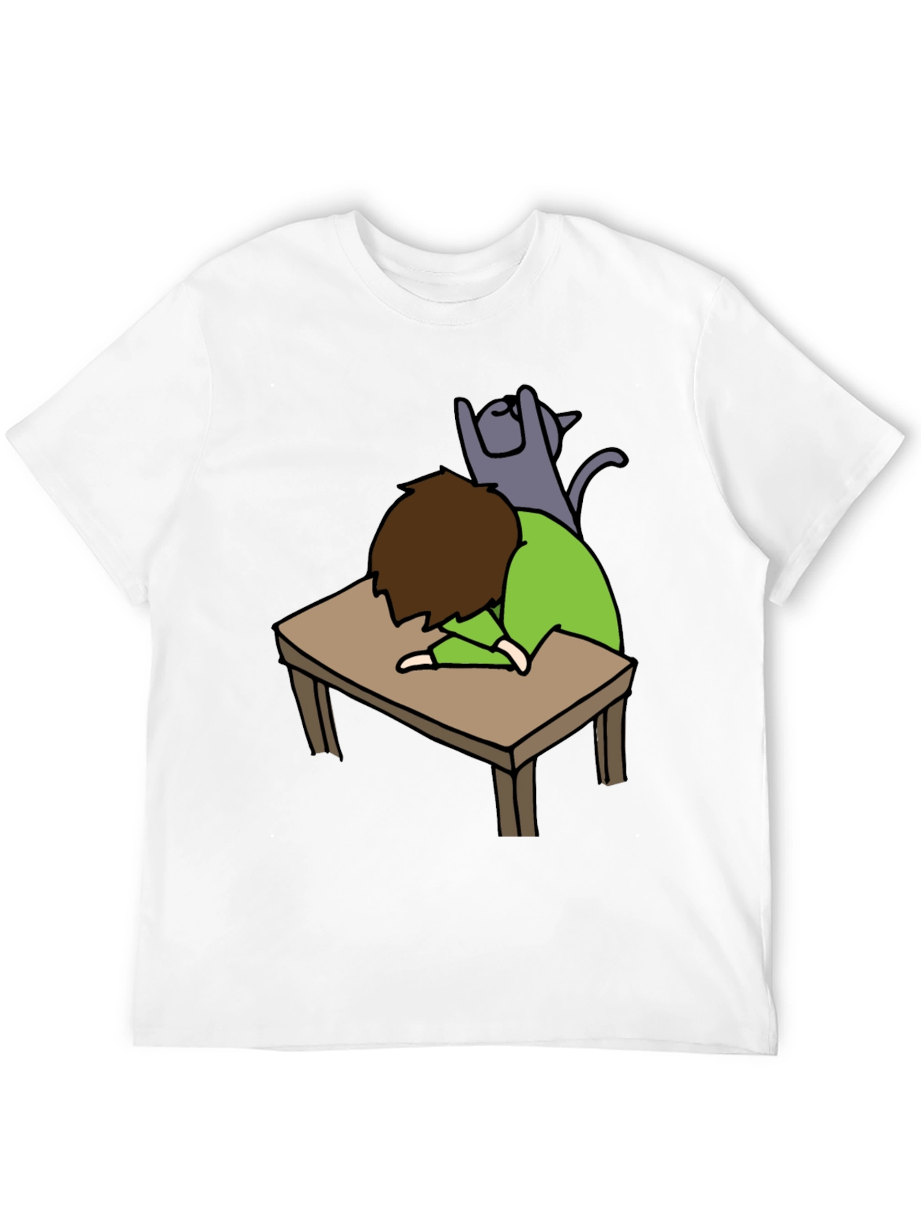 Mans Black T-shirt - Sleeper with Cat Graphic