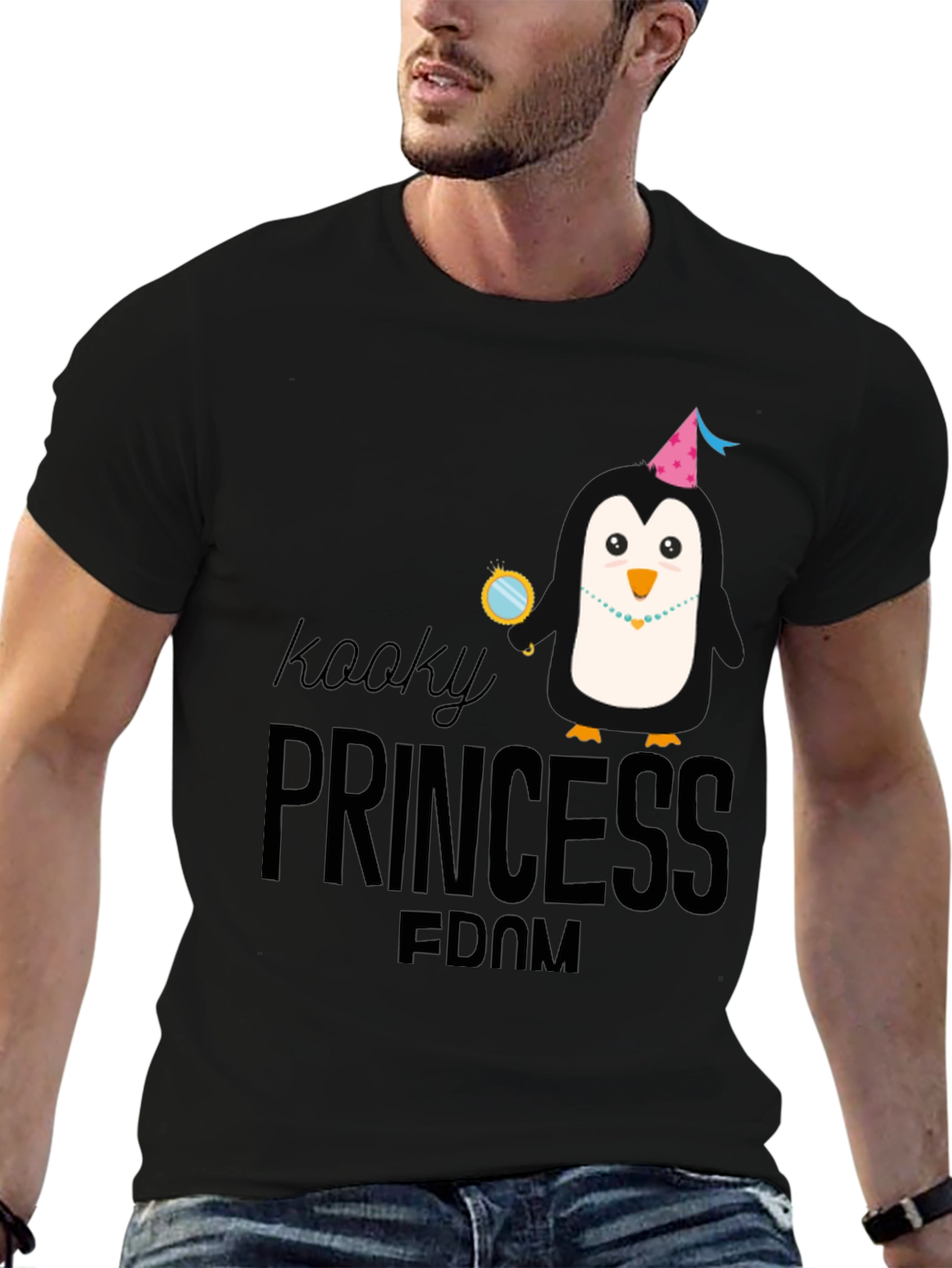 Kooky Princess Penguin Black T-Shirt