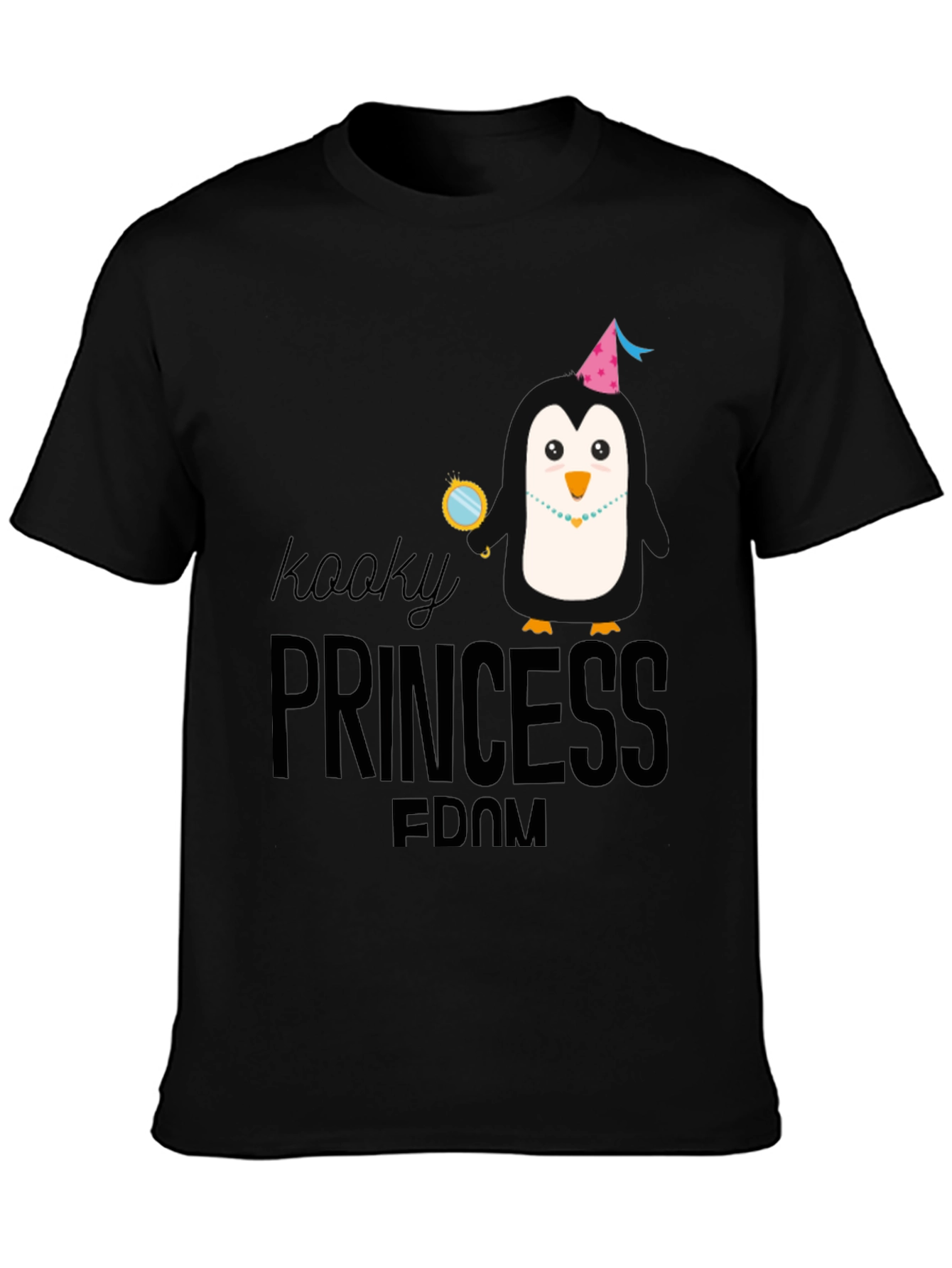 Kooky Princess Penguin Black T-Shirt