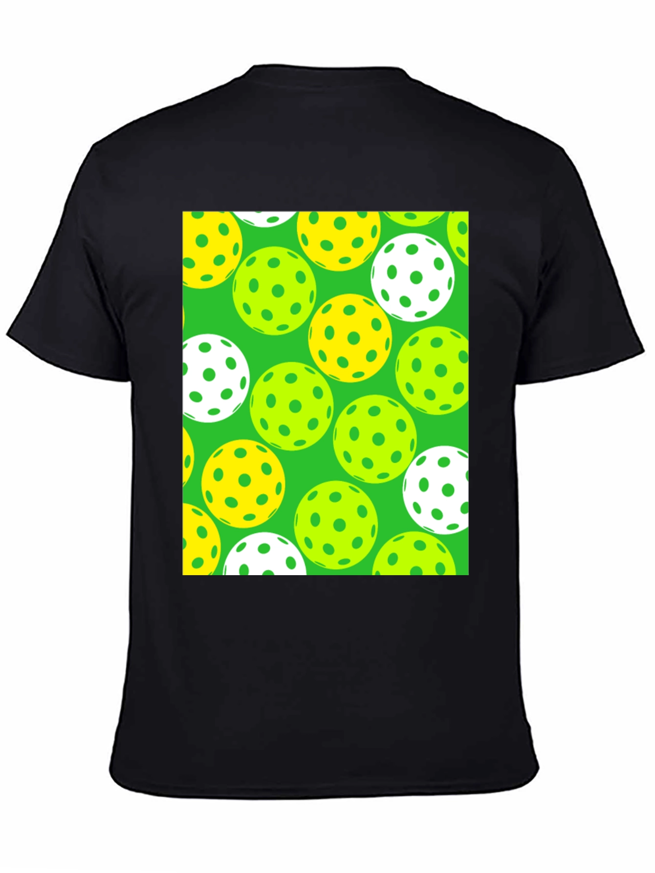 Pickleball Balls Patterned Black T-Shirt