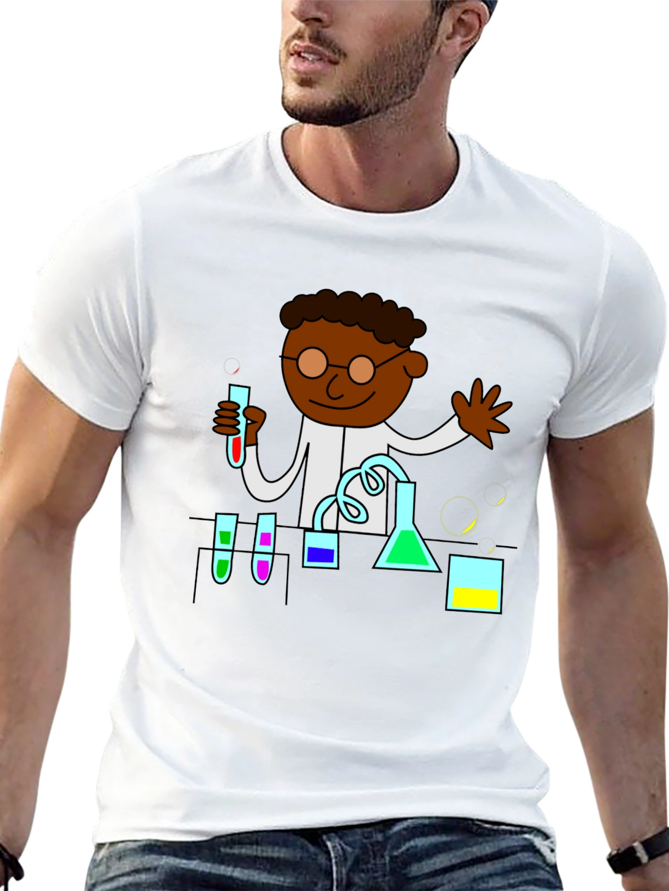 Science Experiment T-Shirt - Cartoon Chemist