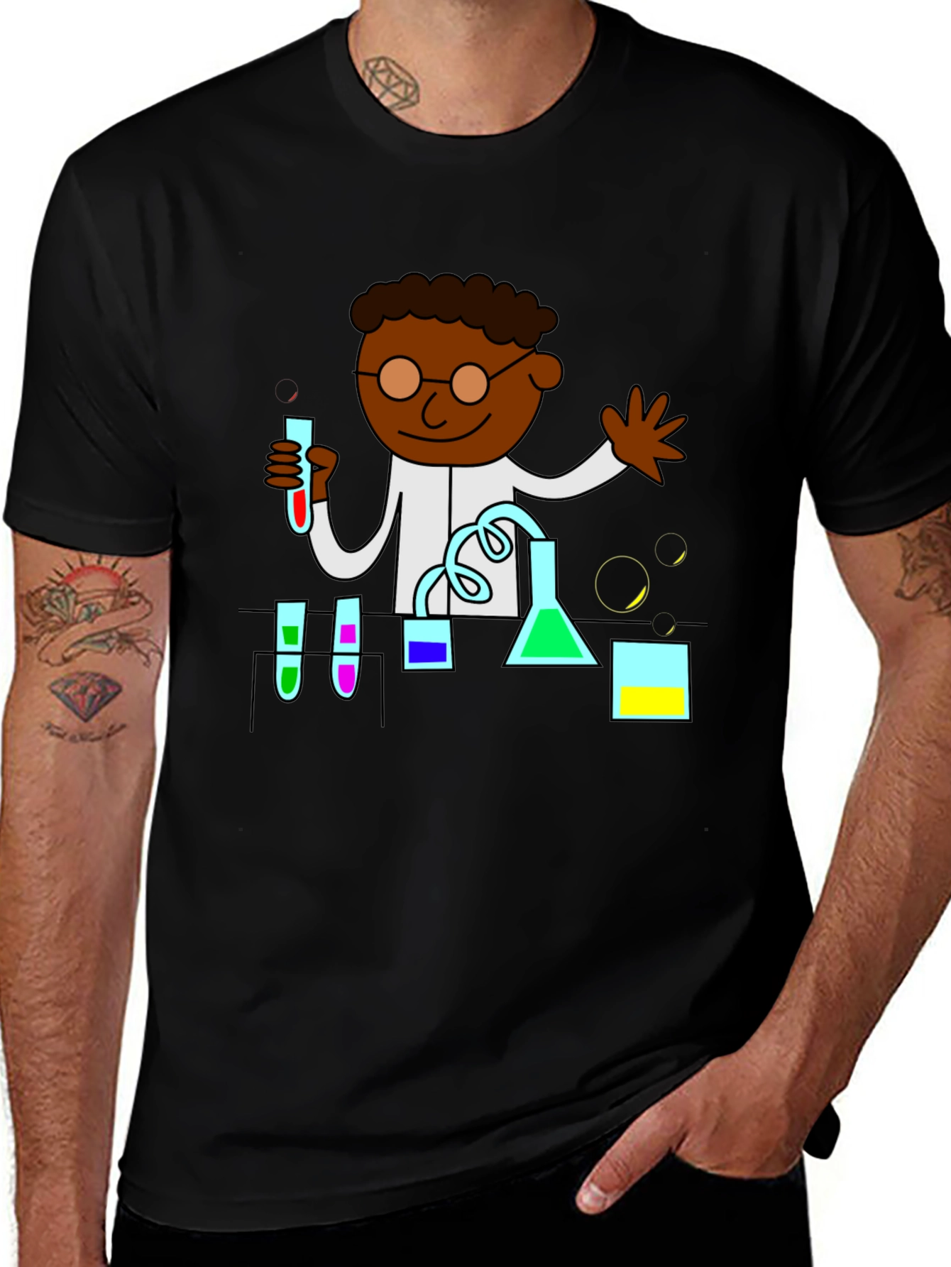 Science Experiment T-Shirt - Cartoon Chemist