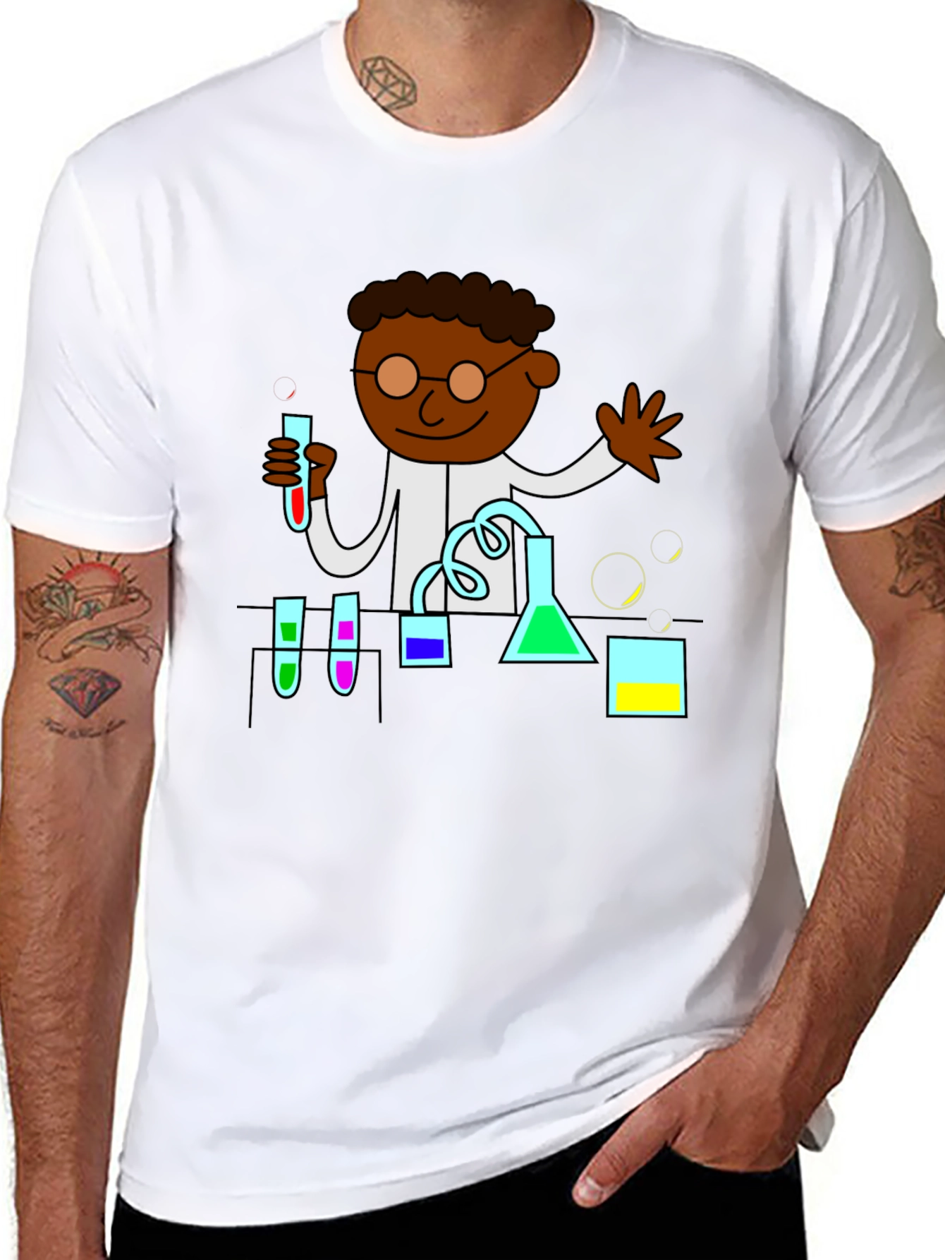 Science Experiment T-Shirt - Cartoon Chemist