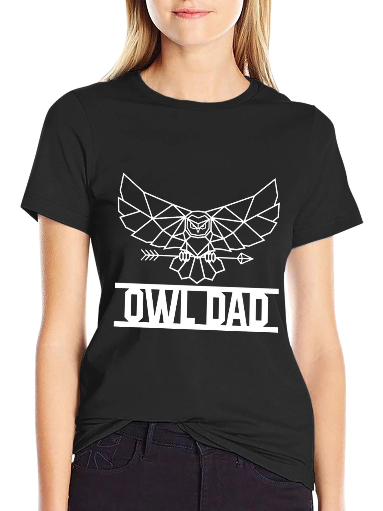 Owl Dad T-Shirt - Geometric Bird Design