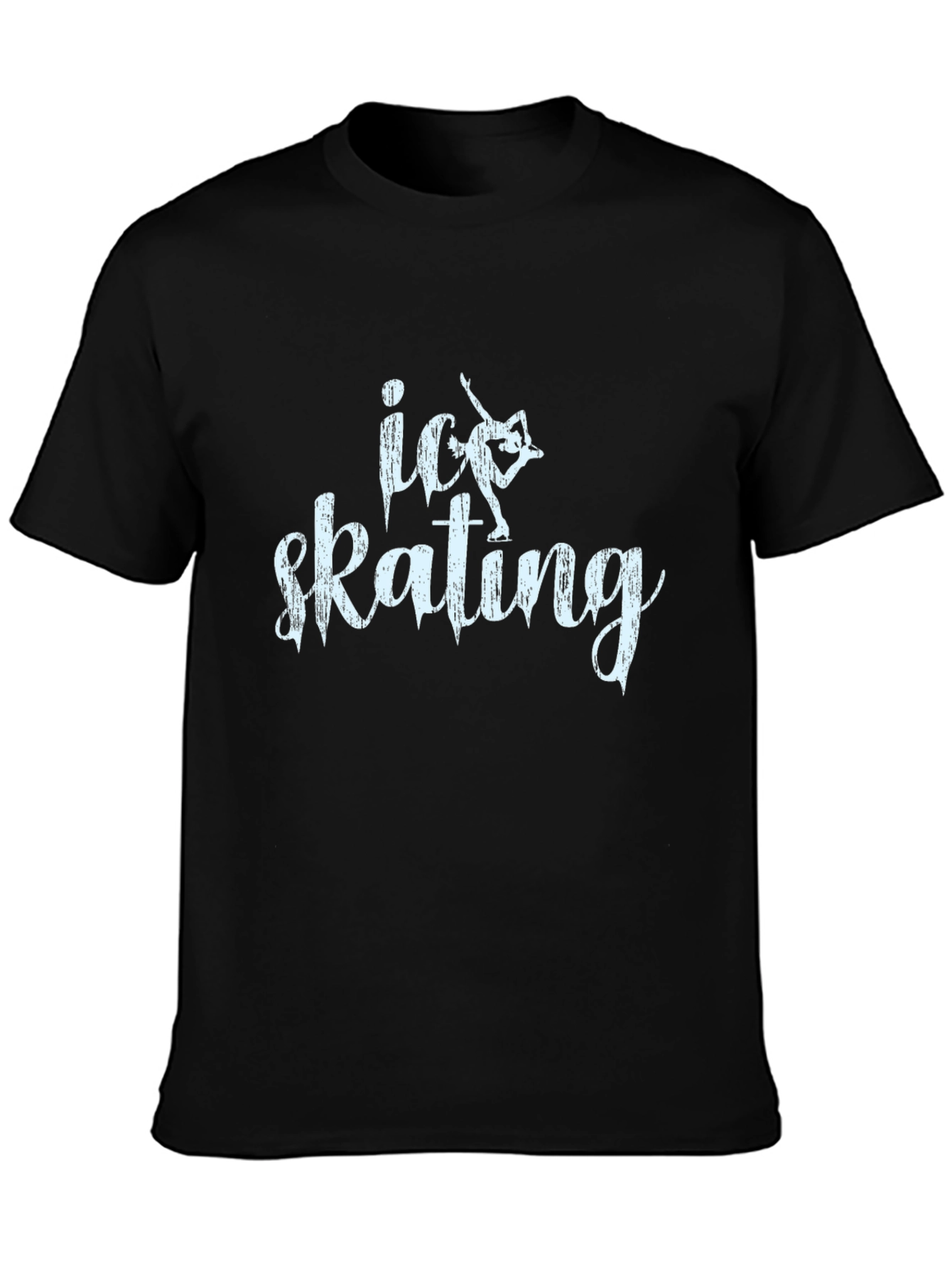 Ice Skating Graphic Tee - Black Cotton T-Shirt
