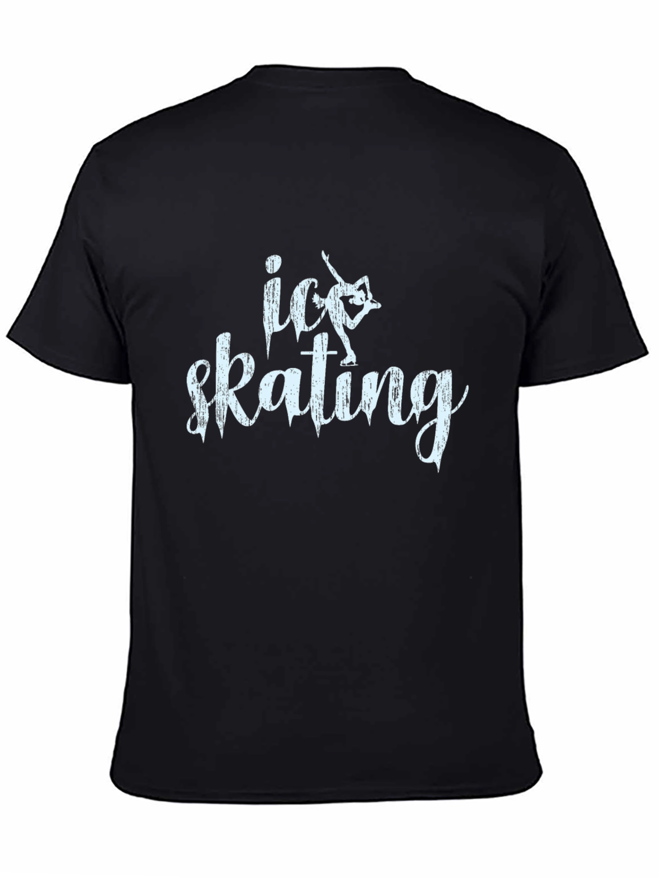 Ice Skating Graphic Tee - Black Cotton T-Shirt