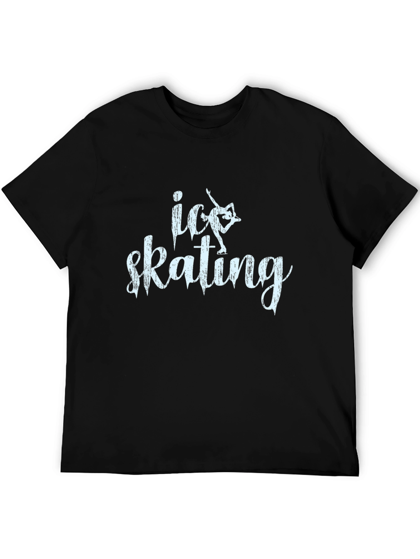 Ice Skating Graphic Tee - Black Cotton T-Shirt