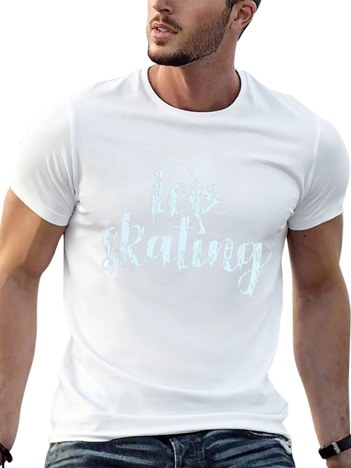 Ice Skating Graphic Tee - Black Cotton T-Shirt
