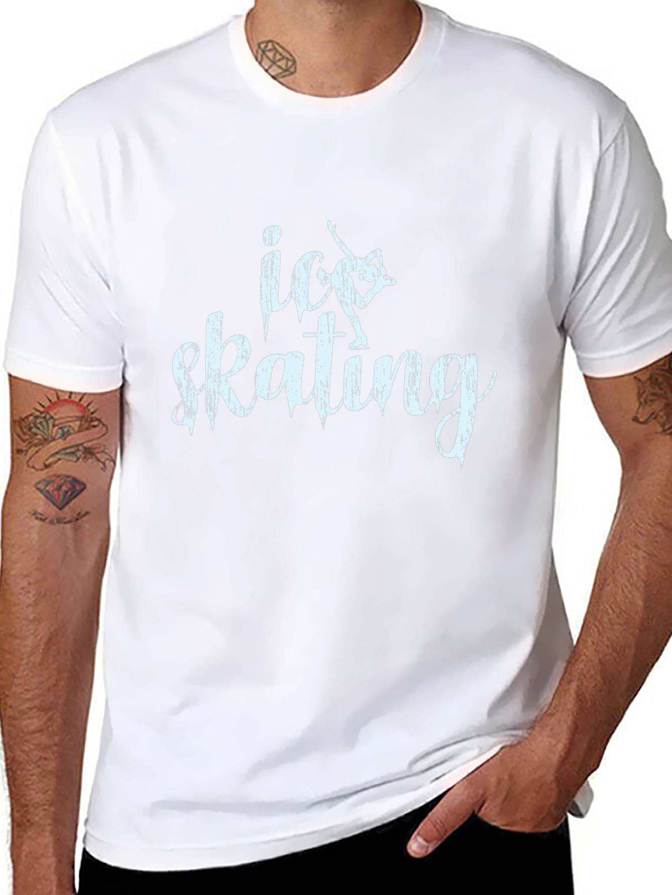 Ice Skating Graphic Tee - Black Cotton T-Shirt