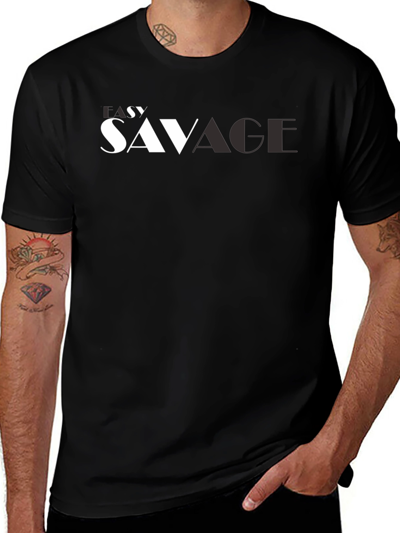 Lazy Savage Graphic Print Black Tee