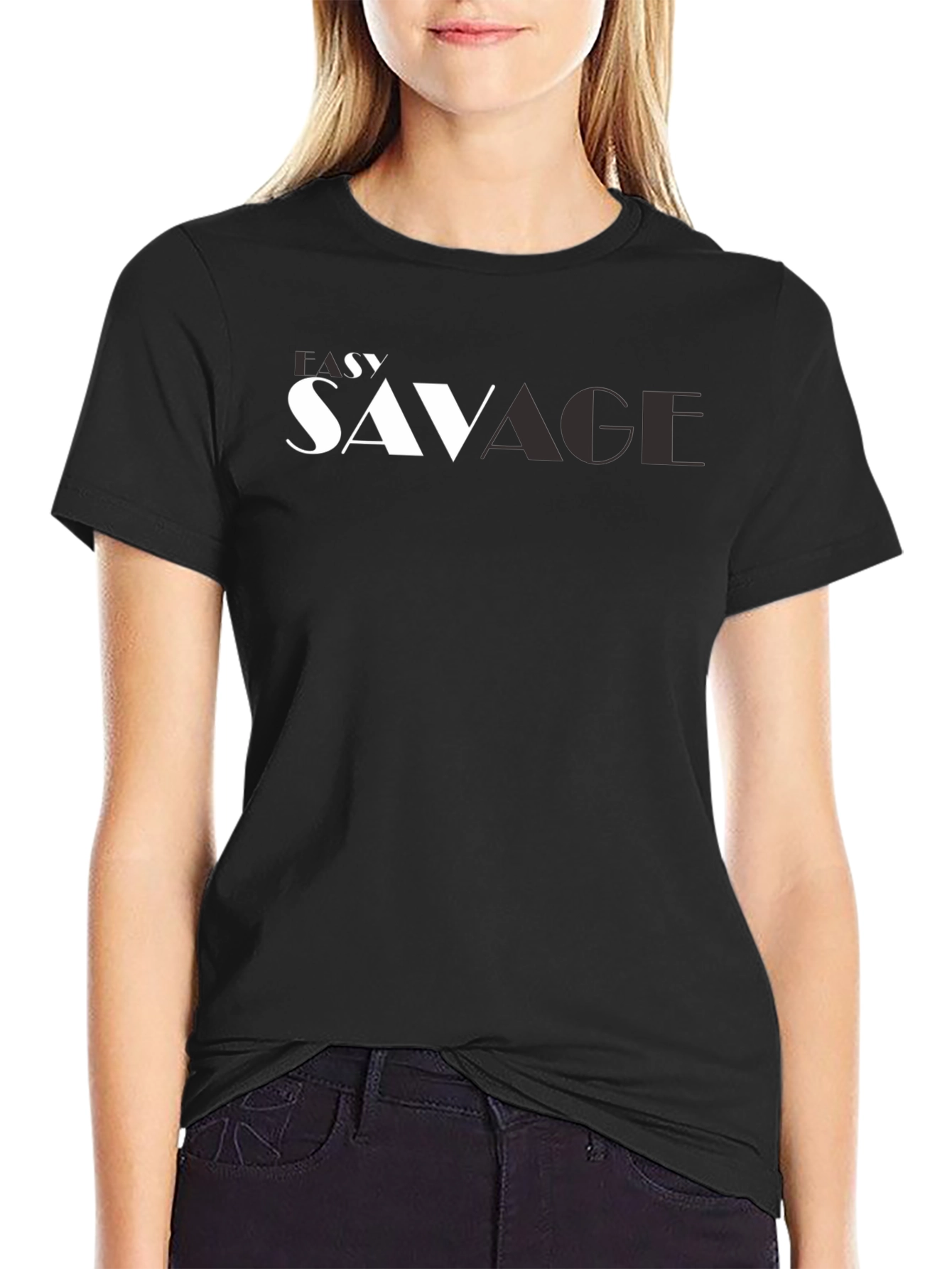 Lazy Savage Graphic Print Black Tee