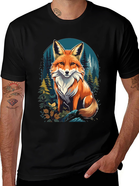 Fox in Forest Graphic Tee - Nature Lover T-Shirt