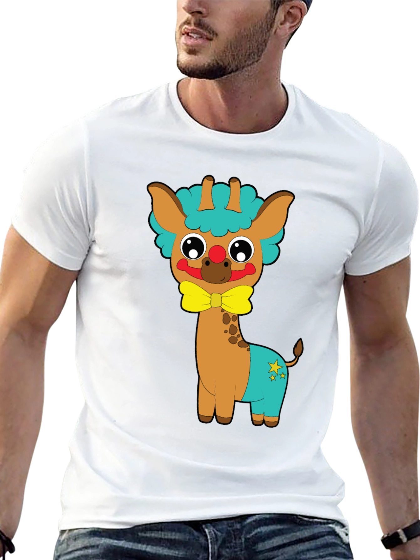 Cute Giraffe Clown Graphic Tee
